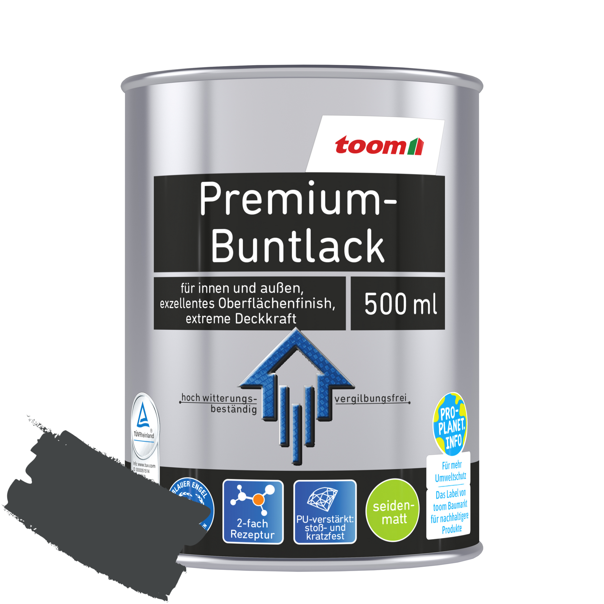 Premium-Buntlack grau seidenmatt 500 ml + product picture