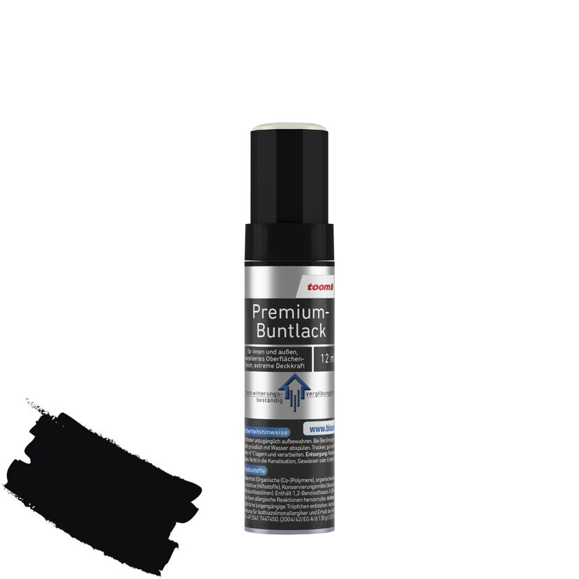 Premium-Buntlackstift tiefschwarz seidenmatt 12 ml