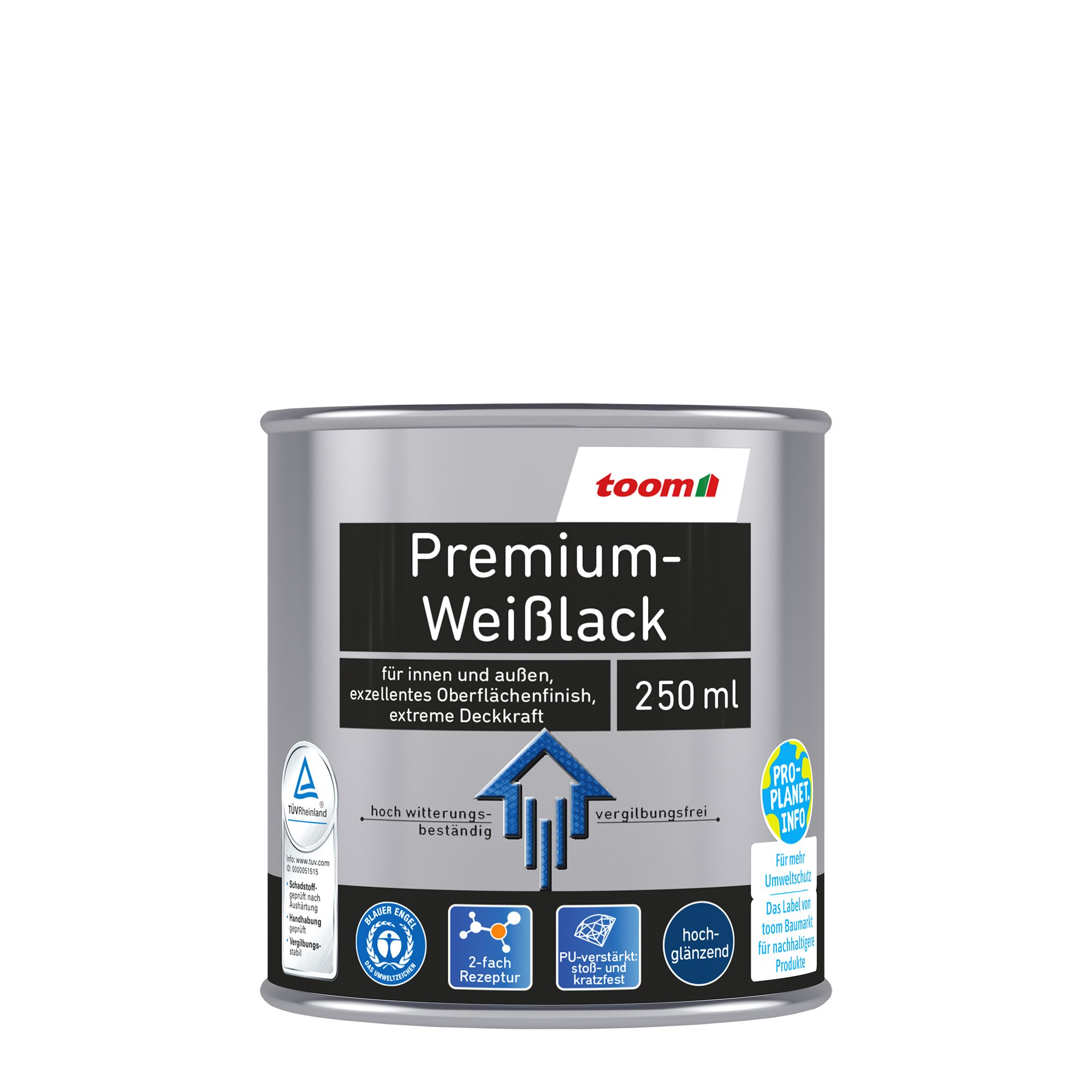 toom Premium-Weißlack, 250 ml Dose