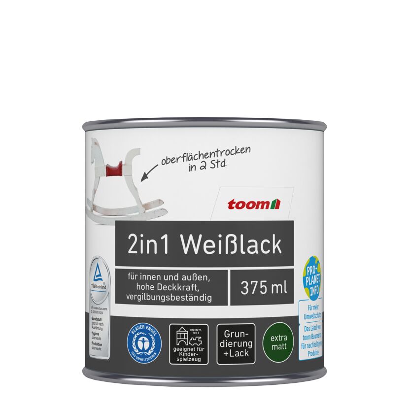 toom 2in1 Weißlack, 375 ml, extra matt