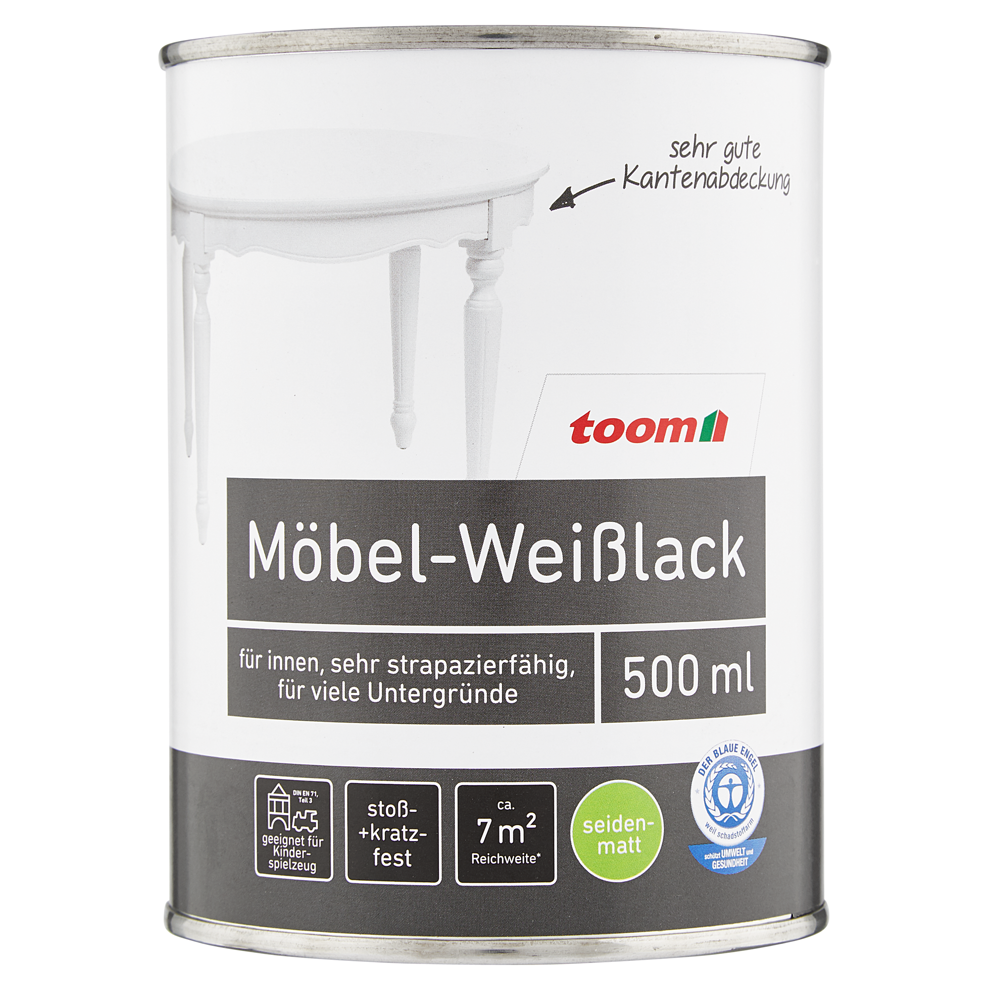 Möbel-Weißlack reinweiß seidenmatt 500 ml + product picture