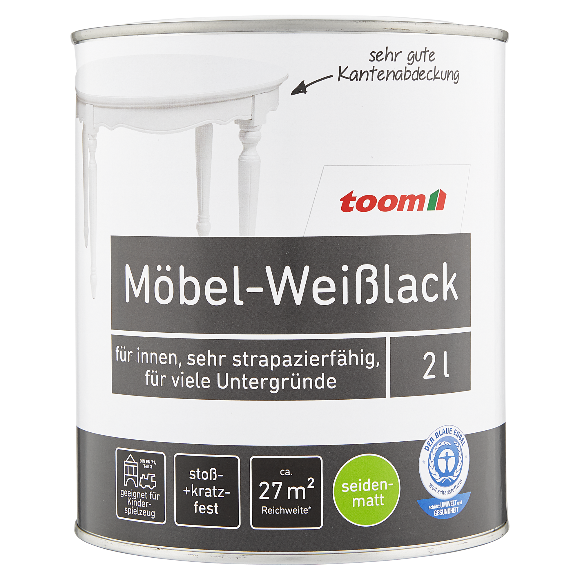 toom MöbelWeißlack seidenmatt reinweiß 2000 ml ǀ toom