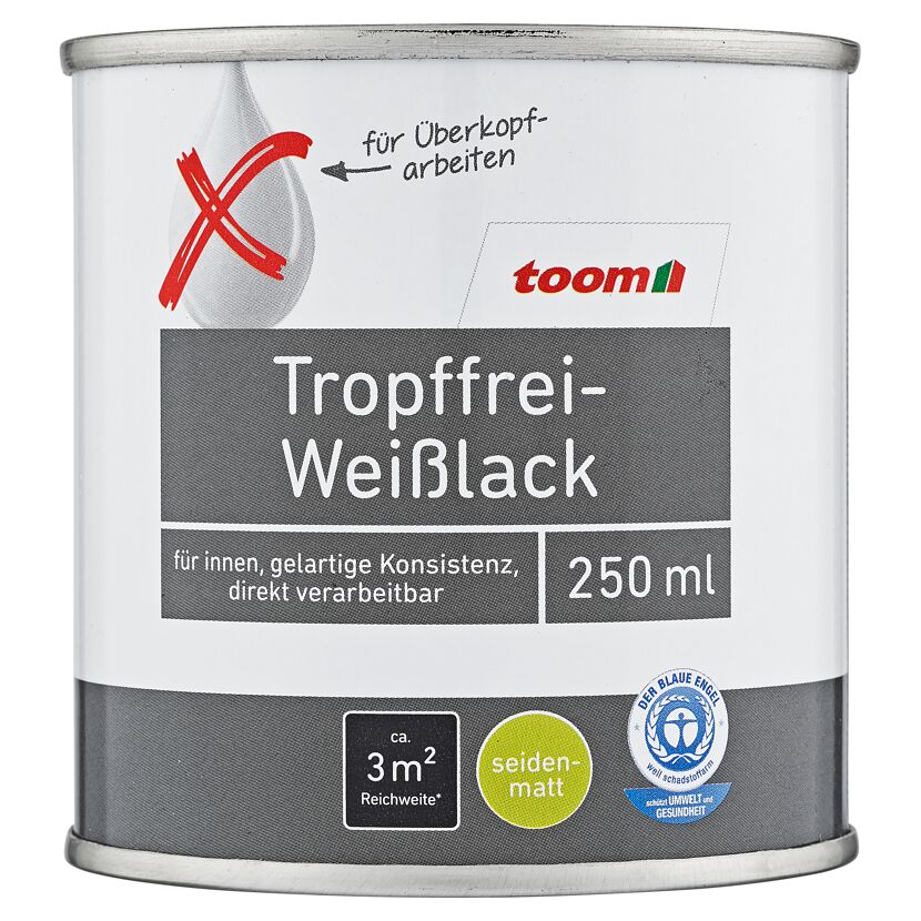 toom Tropffrei-Weißlack, 250 ml, seidenmatt