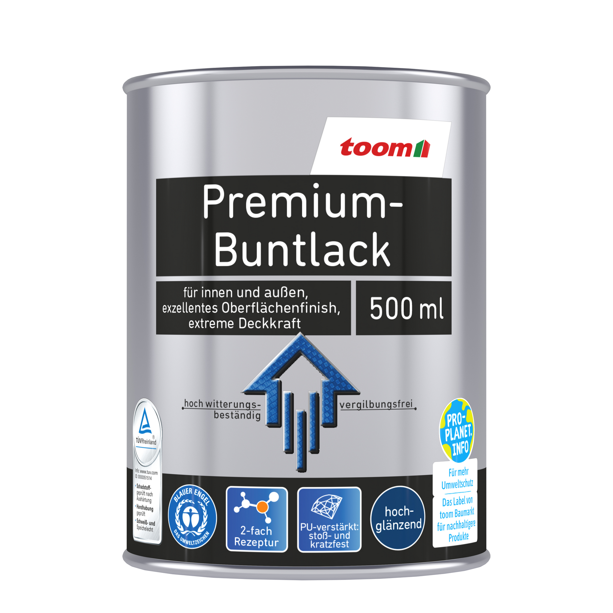 toom Premium-Buntlack pazifikblau glänzend 500 ml