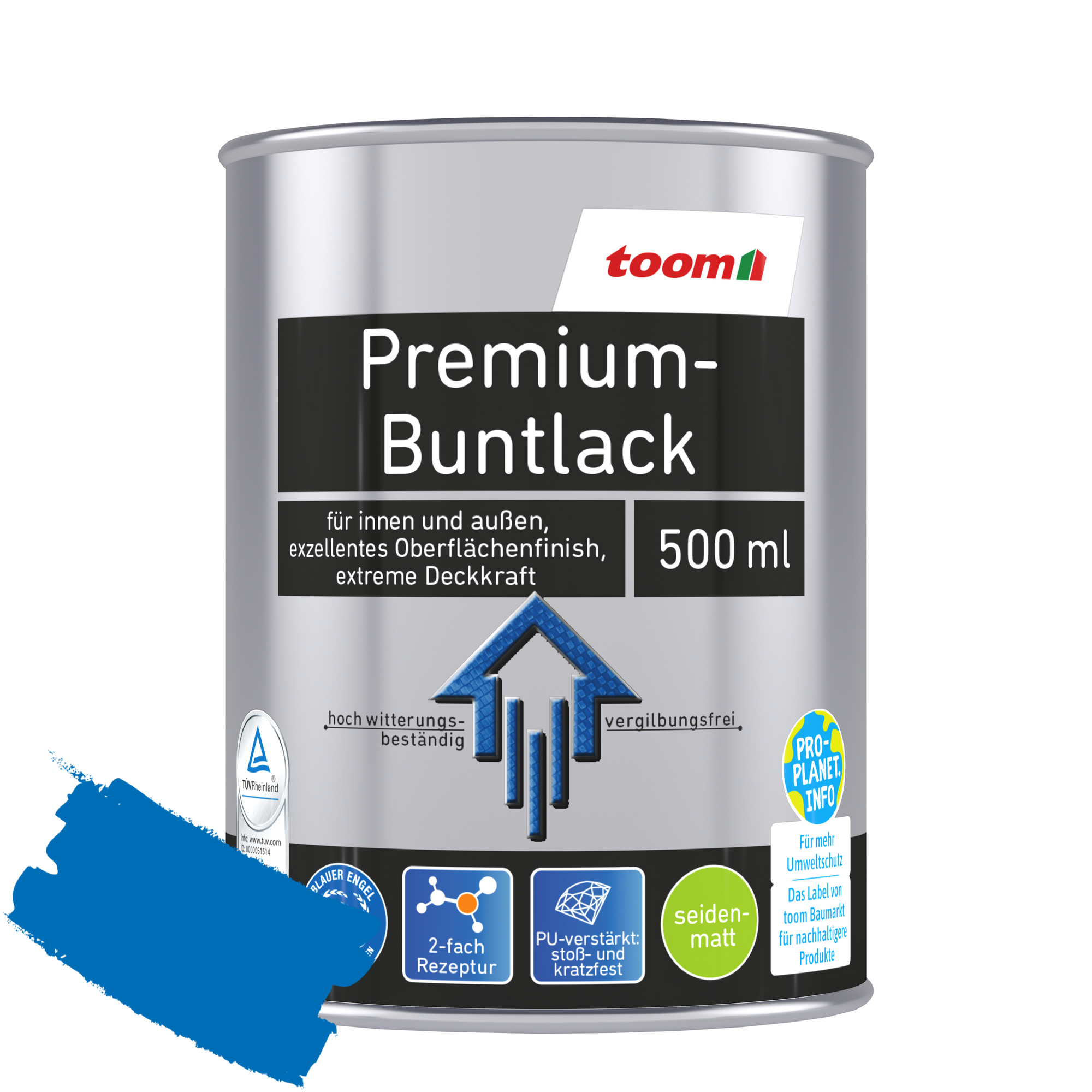 Premium-Buntlack pazifikblau seidenmatt 500 ml + product picture