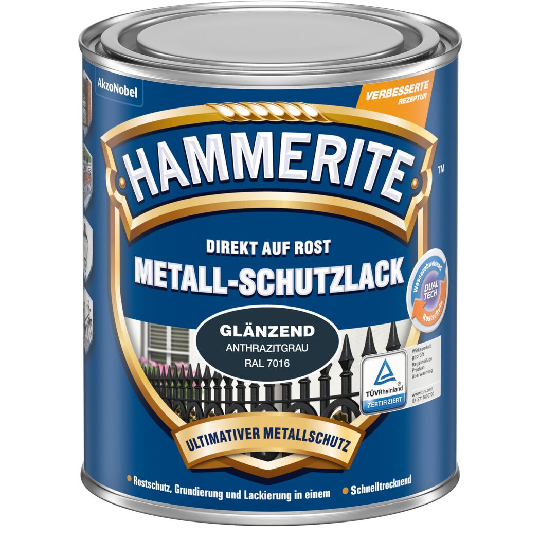 Hammerite Metall-Schutzlack Anthrazitgrau glänzend