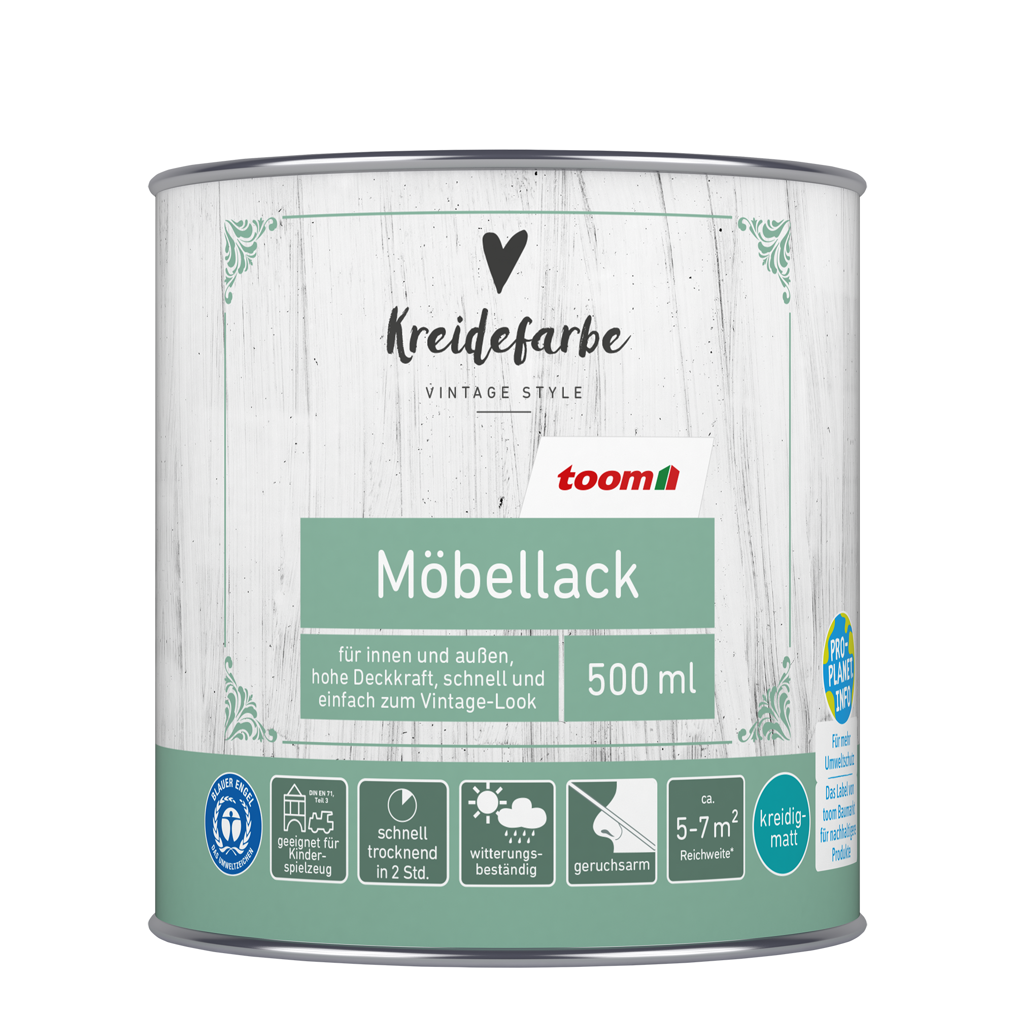 Kreidefarbe-Möbellack pastellblau matt 500 ml + product picture