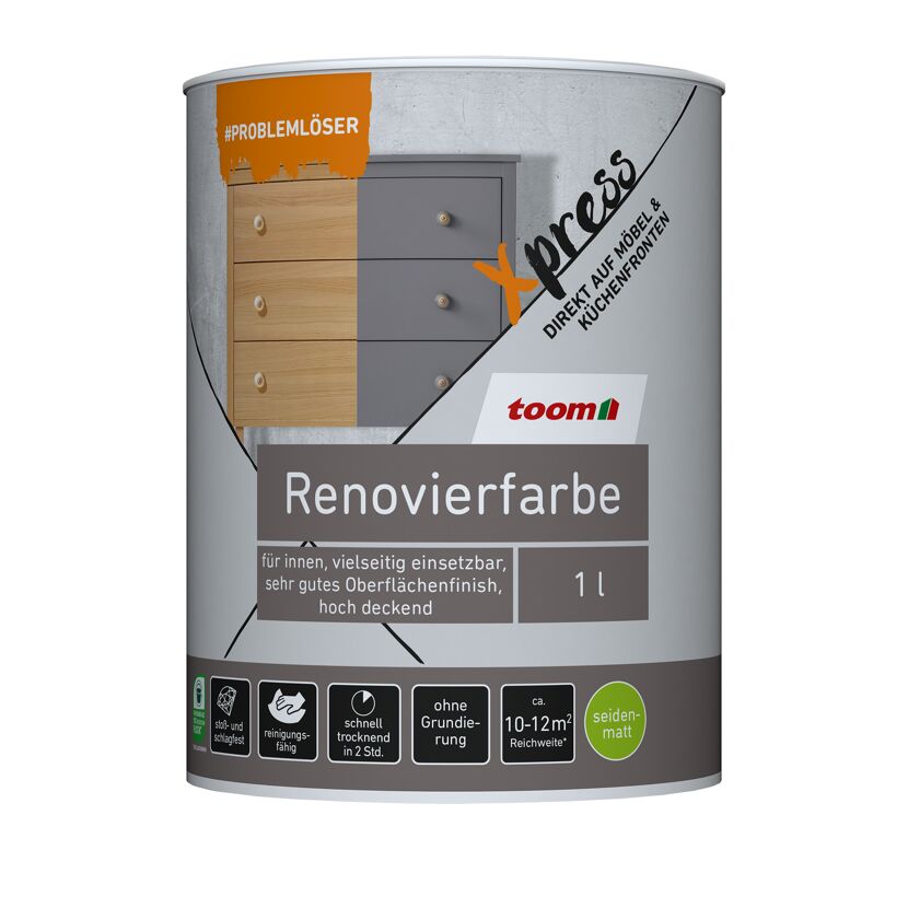 Renovierfarbe für Möbel- und Küchenfronten taupe seidenmatt 1 l