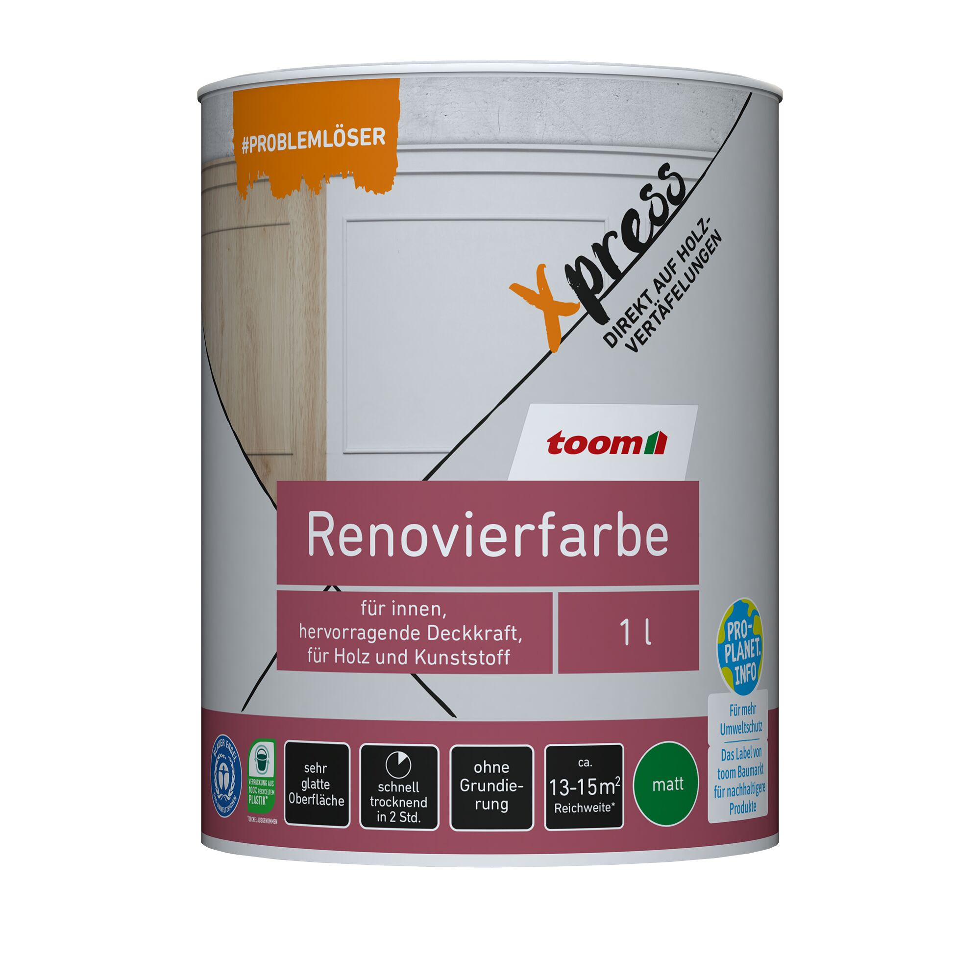 Dose mit toom Xpress Renovierfarbe