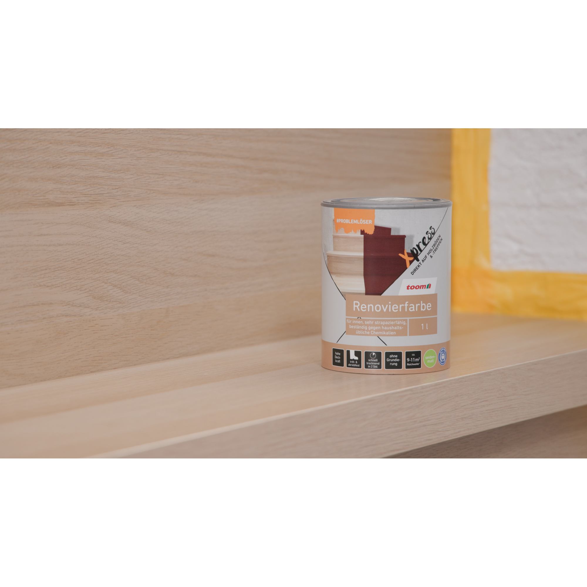 Renovierfarbe für Holzböden- und Treppen cremeweiß seidenmatt 1 l