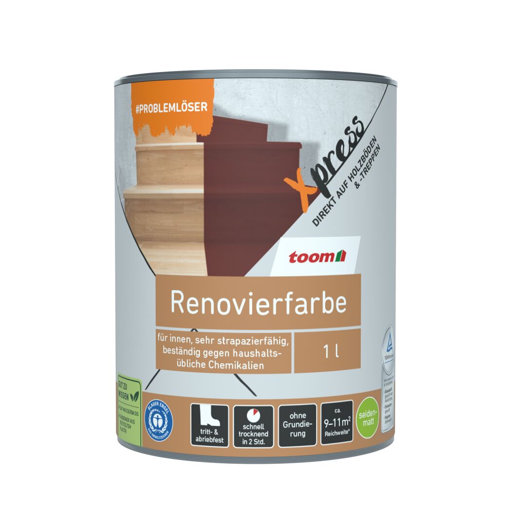Renovierfarbe für Holzböden- und Treppen betongrau seidenmatt 1 l