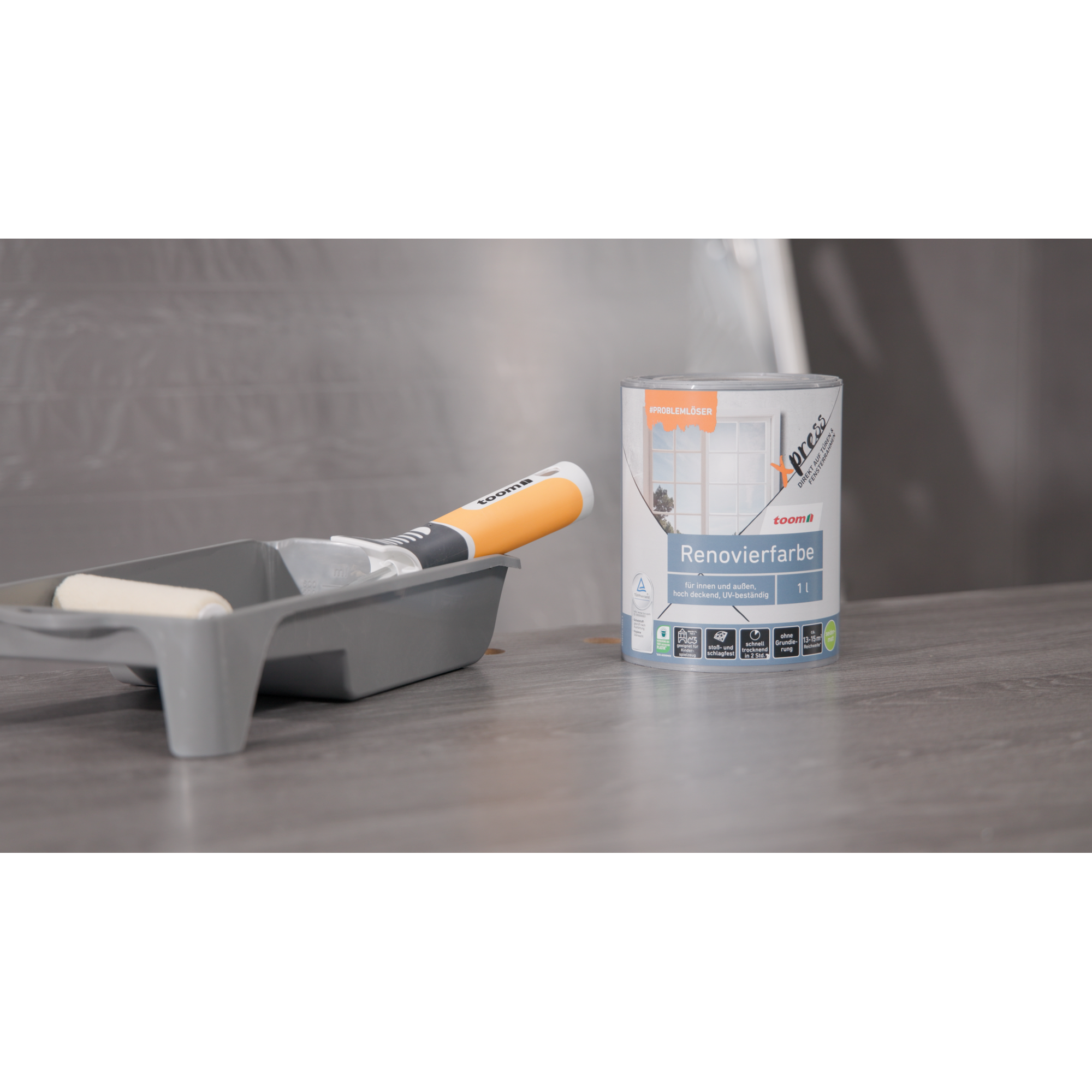 Renovierfarbe für Fenster und Türen reinweiß seidenmatt 1 l