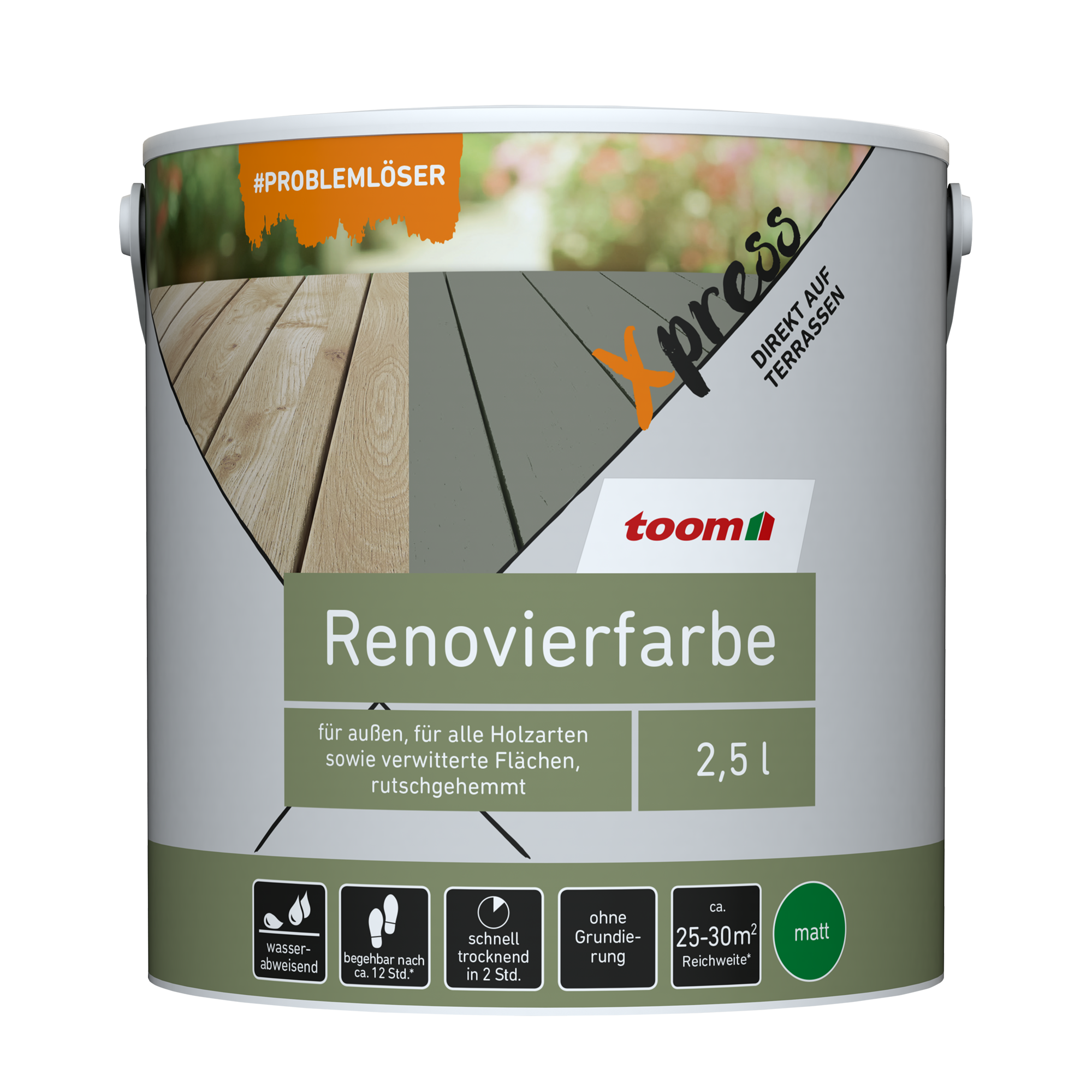 Renovierfarbe für Terrassen hellgrau matt 2,5 l + product picture