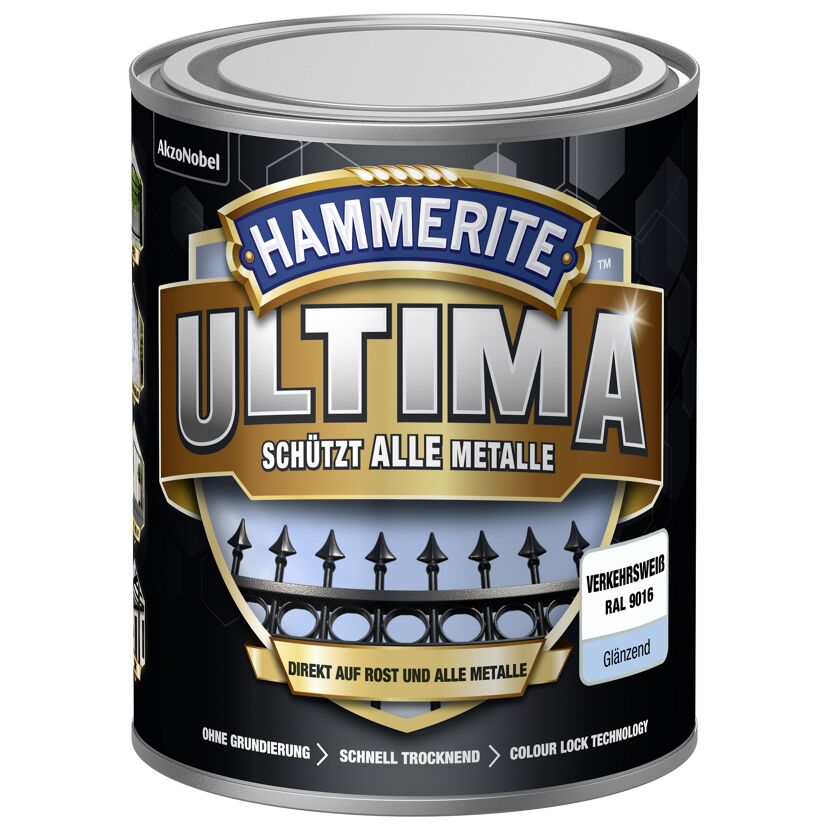 Hammerite Ultima Metallschutzlack in Verkehrsweiß glänzend