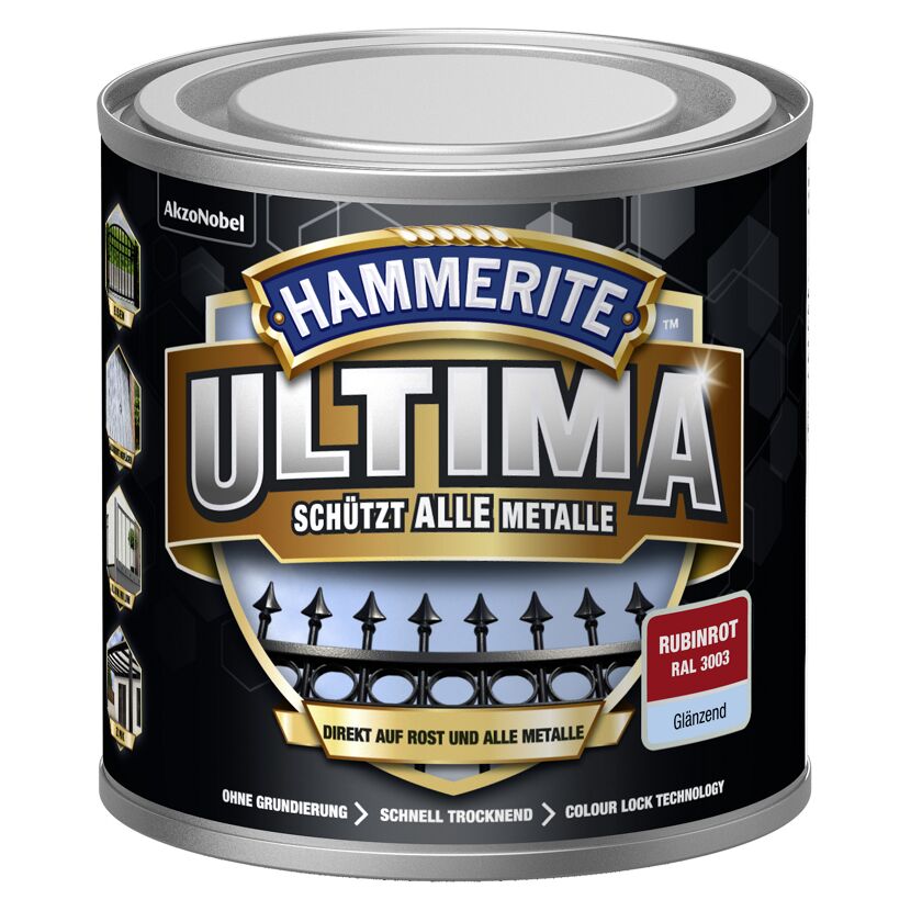 Hammerite Ultima Metallschutzlack in Rubinrot glänzend