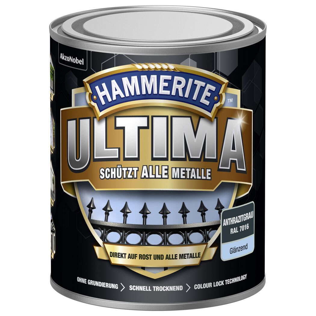 Hammerite Ultima Metallschutzlack Anthrazitgrau glänzend
