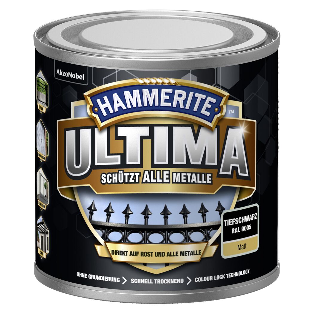 Hammerite Ultima Metallschutzlack Tiefschwarz