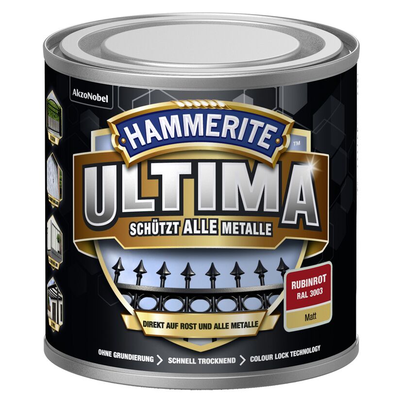Hammerite Ultima Metallschutzlack Rubinrot Matt