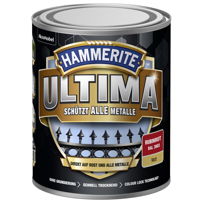 Hammerite Ultima Metallschutzlack Rubinrot Matt 750 ml