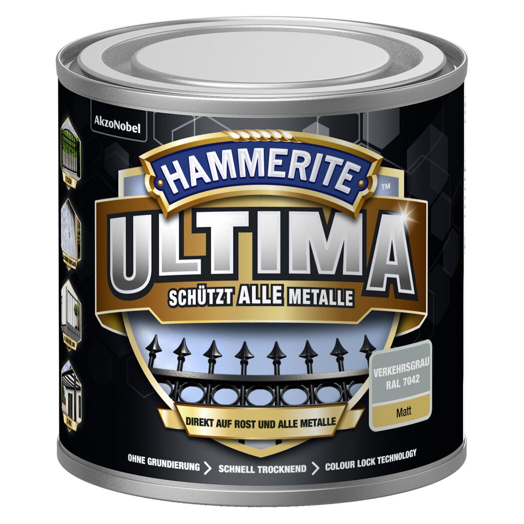 Hammerite Ultima Metallschutzlack in Verkehrsgrau, matt