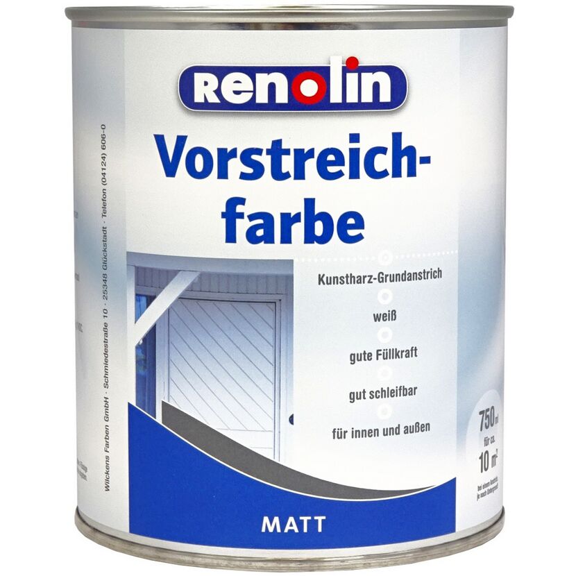 Weiße Renolin Vorstreichfarbe im Metallbehälter