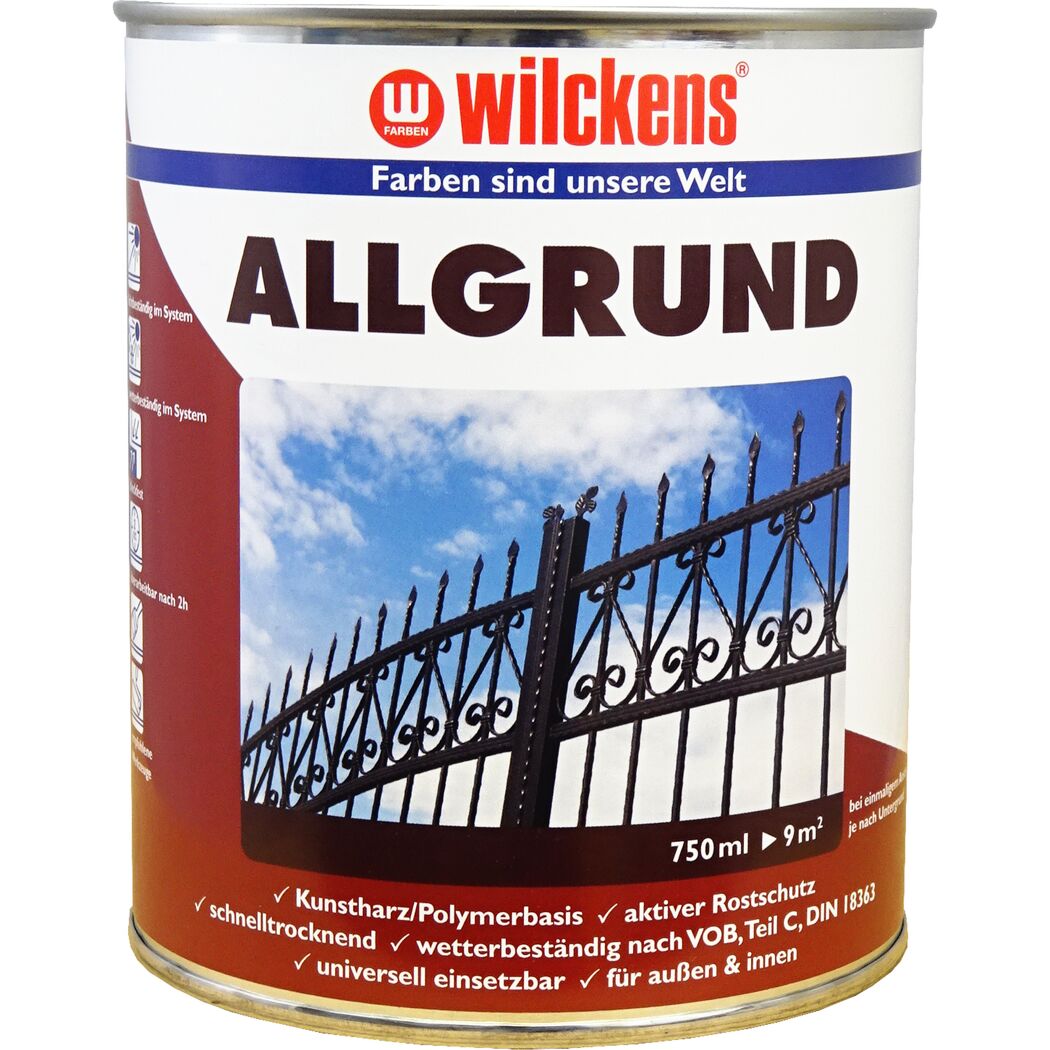 Wilckens Allgrund Metallschutzfarbe für einen schwarzen Zaun