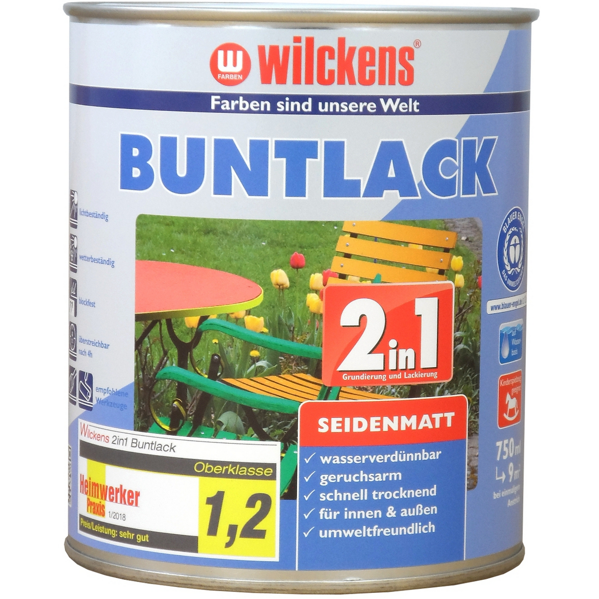 2in1 Buntlack moosgrün seidenmatt 750 ml + product picture