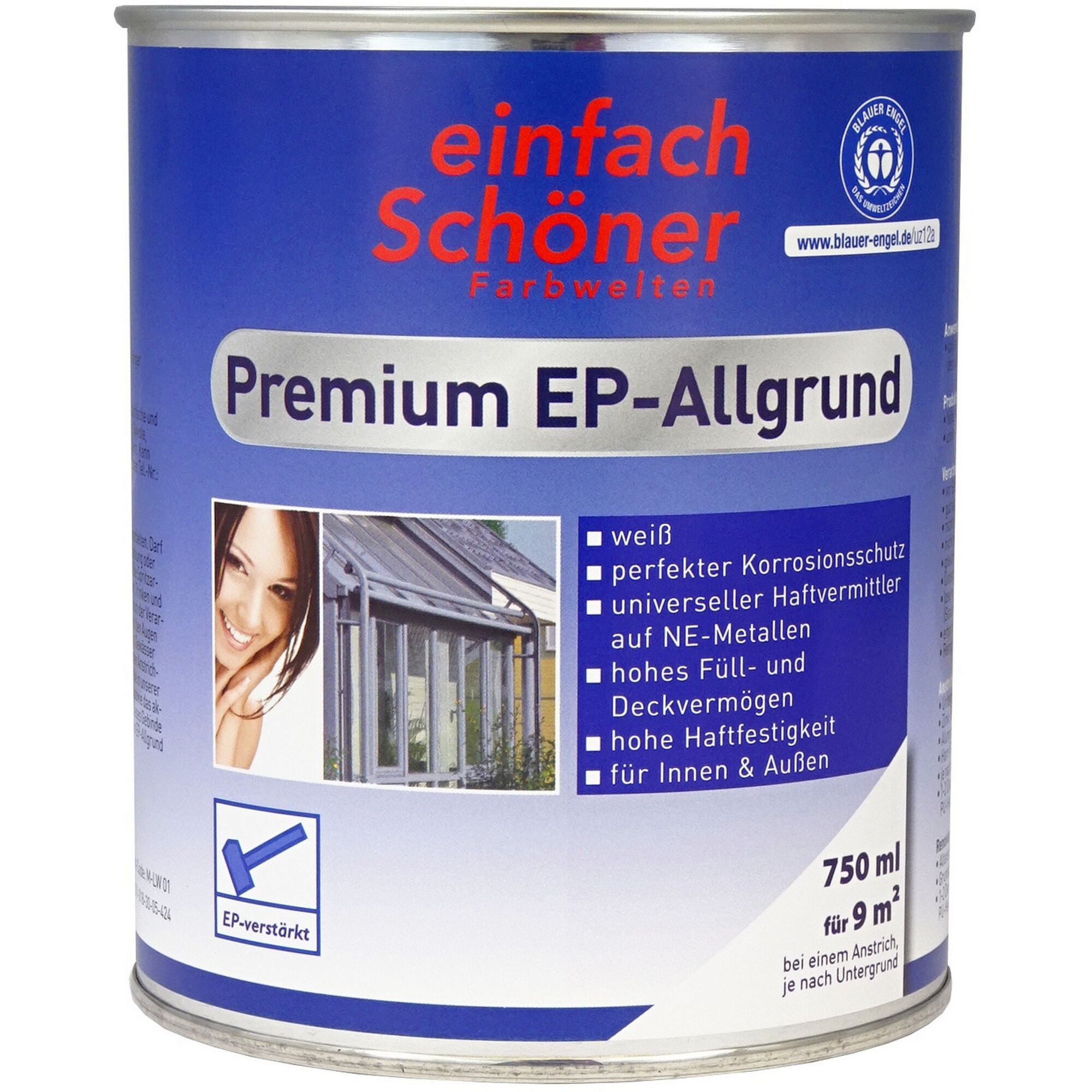 Weiße Premium EP-Allgrund Farbe im Metallbehälter