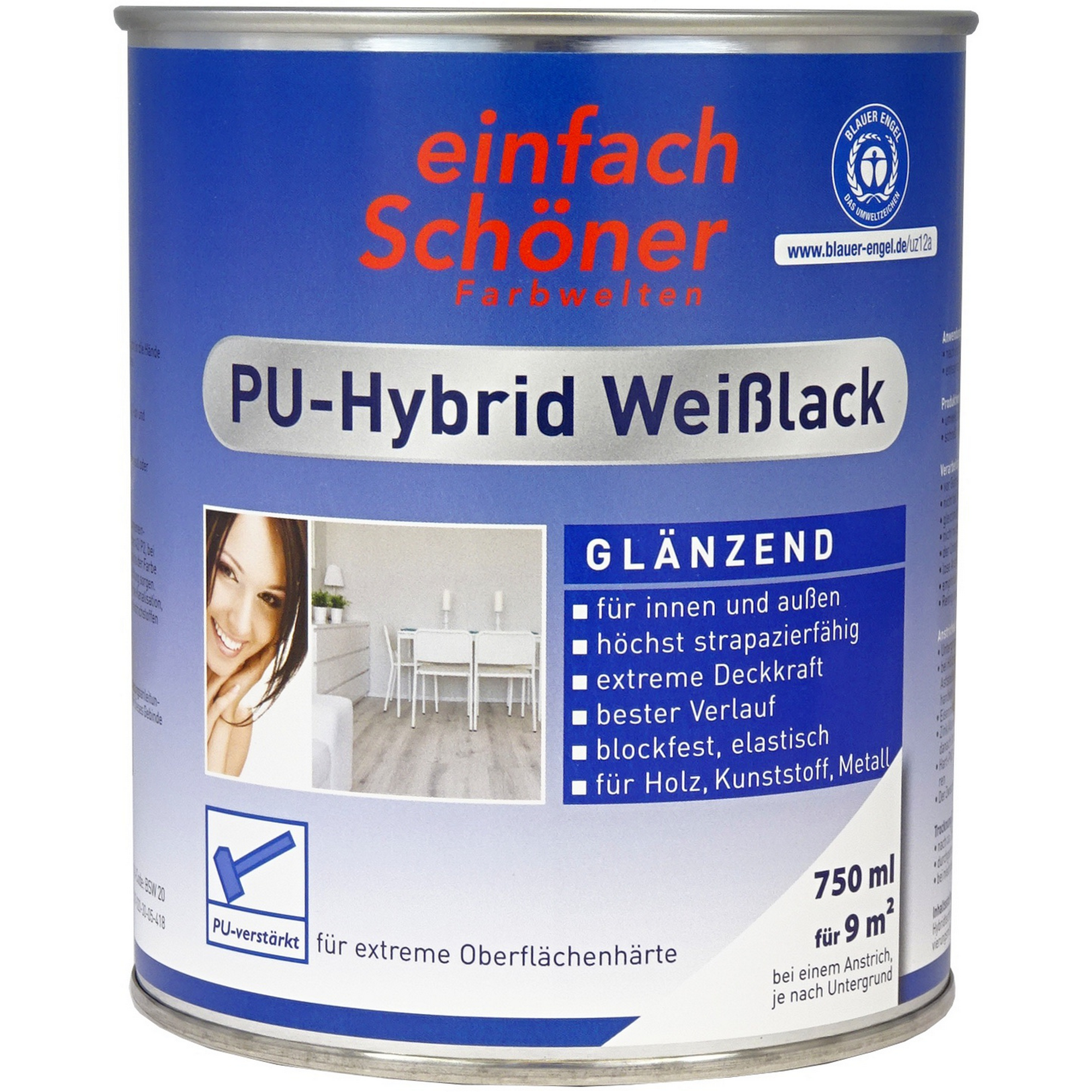 PU-Hybrid Weißlack glänzend 750 ml + product picture