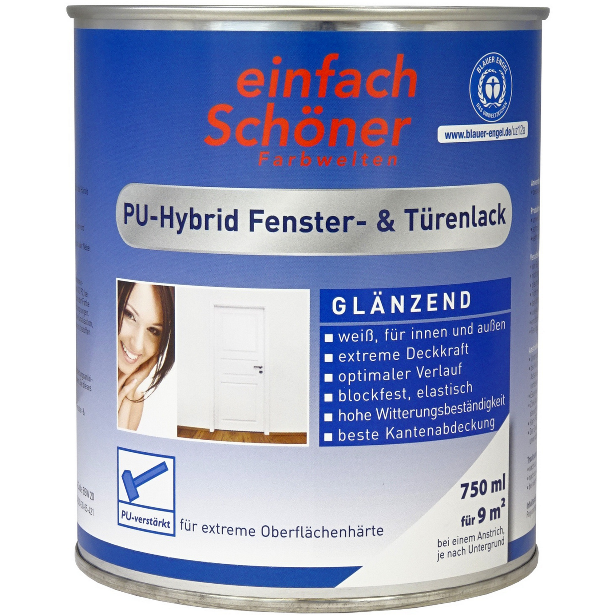 PU-Hybrid Fenster- & Türenlack weiß glänzend 750 ml + product picture