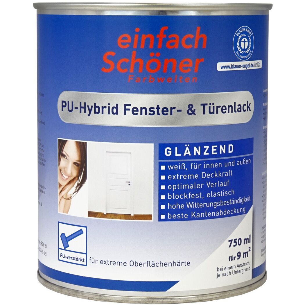 Weißer PU-Hybrid Fenster- & Türenlack glänzend