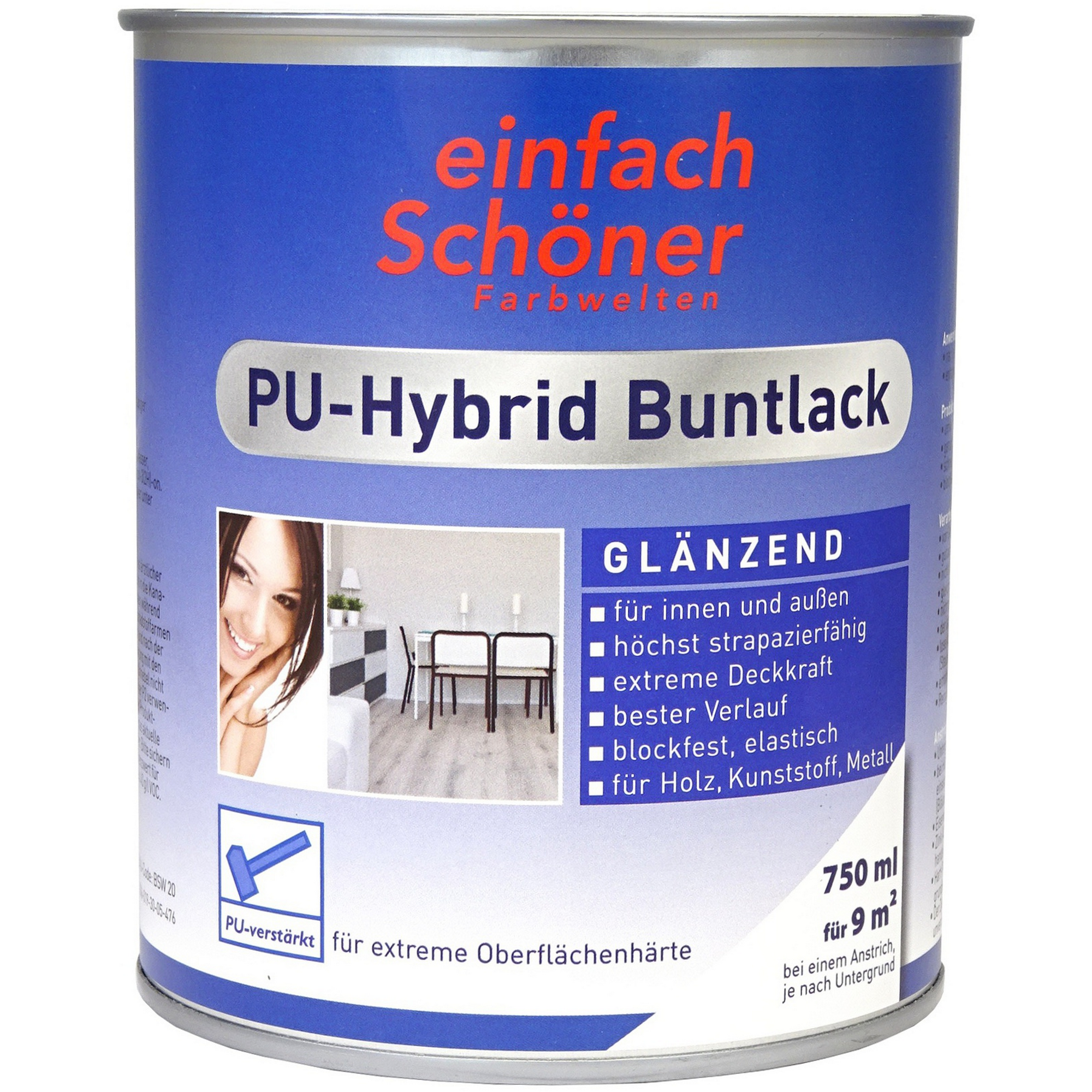PU-Hybrid Buntlack silbergrau glänzend 750 ml + product picture