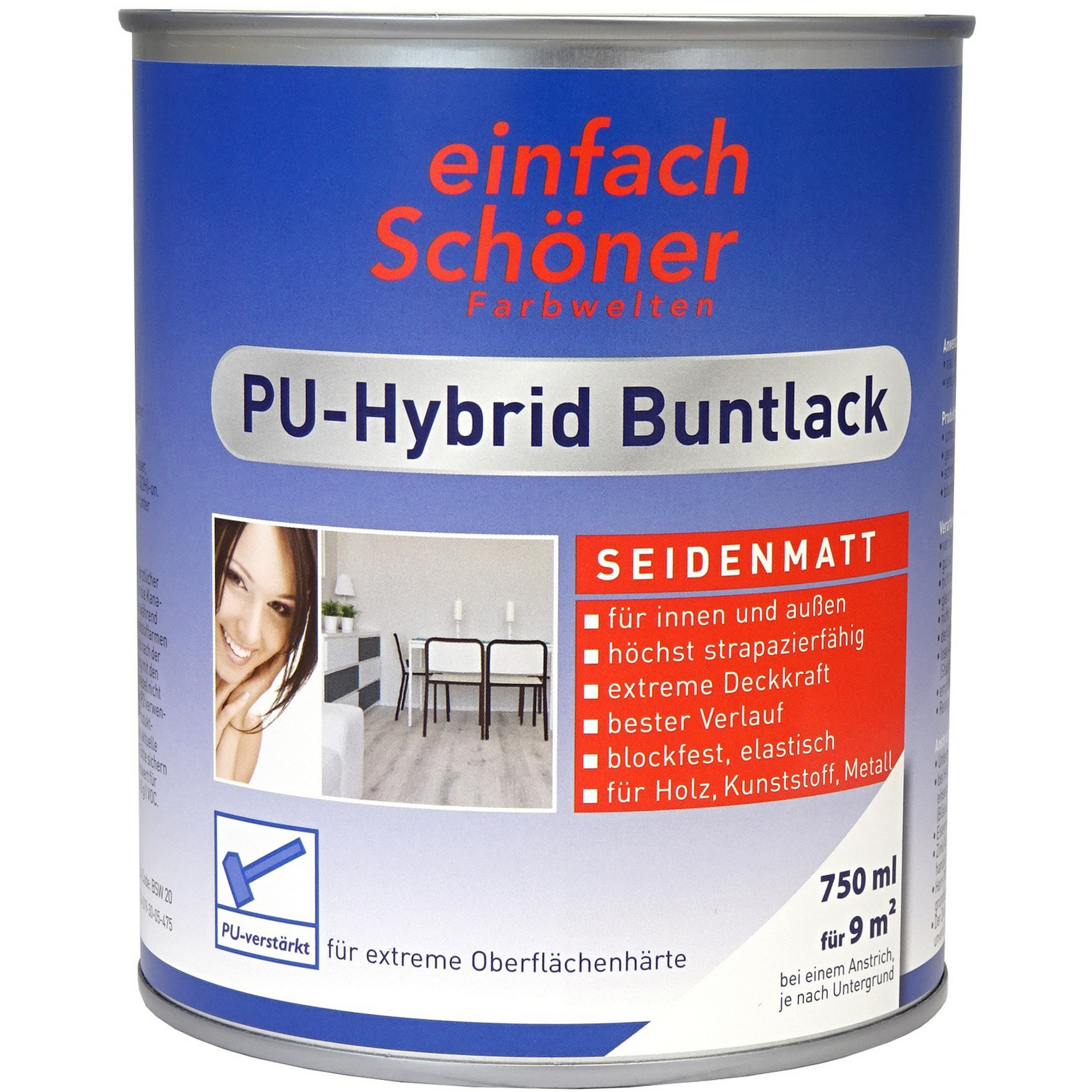 PU-Hybrid Buntlack silbergrau seidenmatt 750 ml + product picture