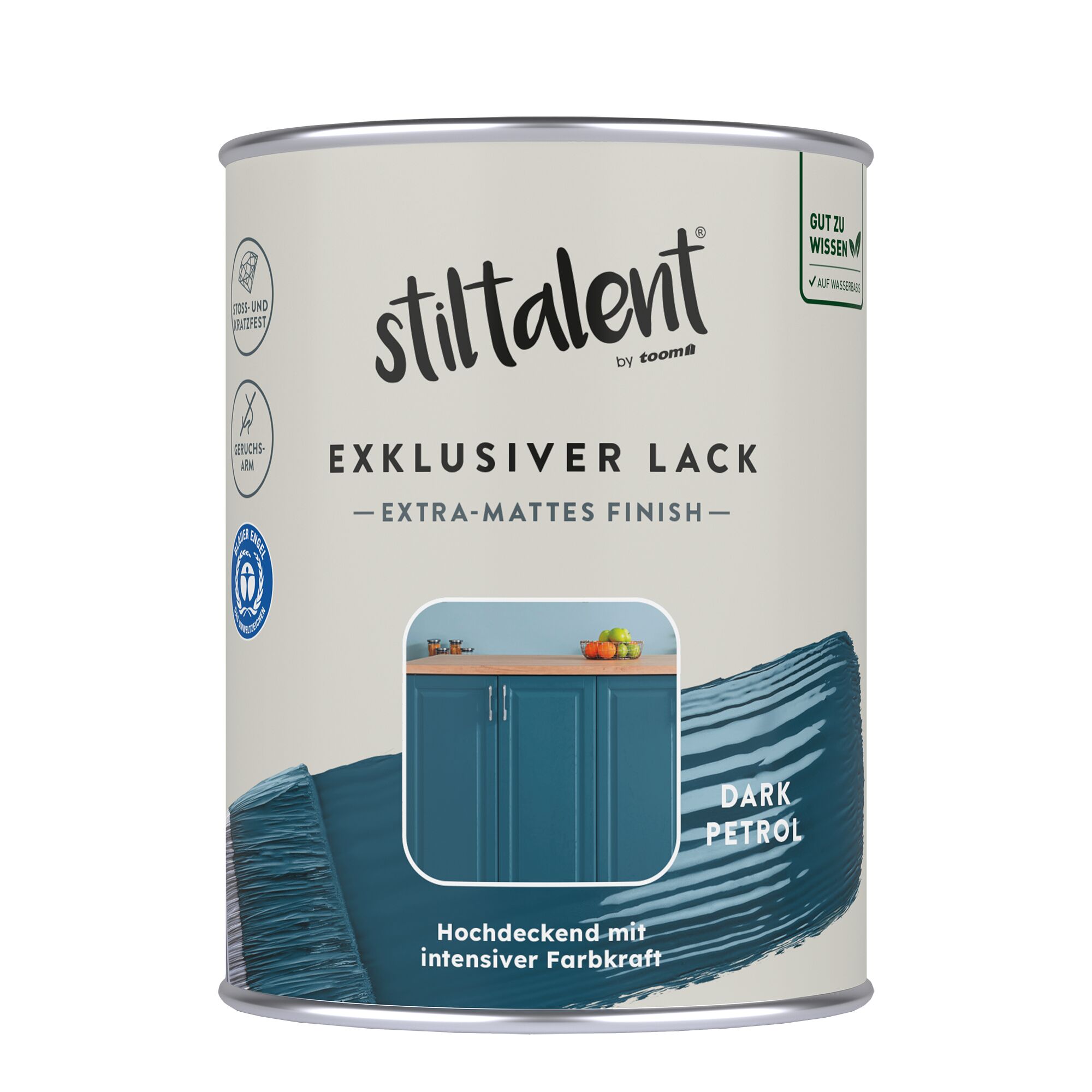 Lackdose mit Farbe und Pinsel