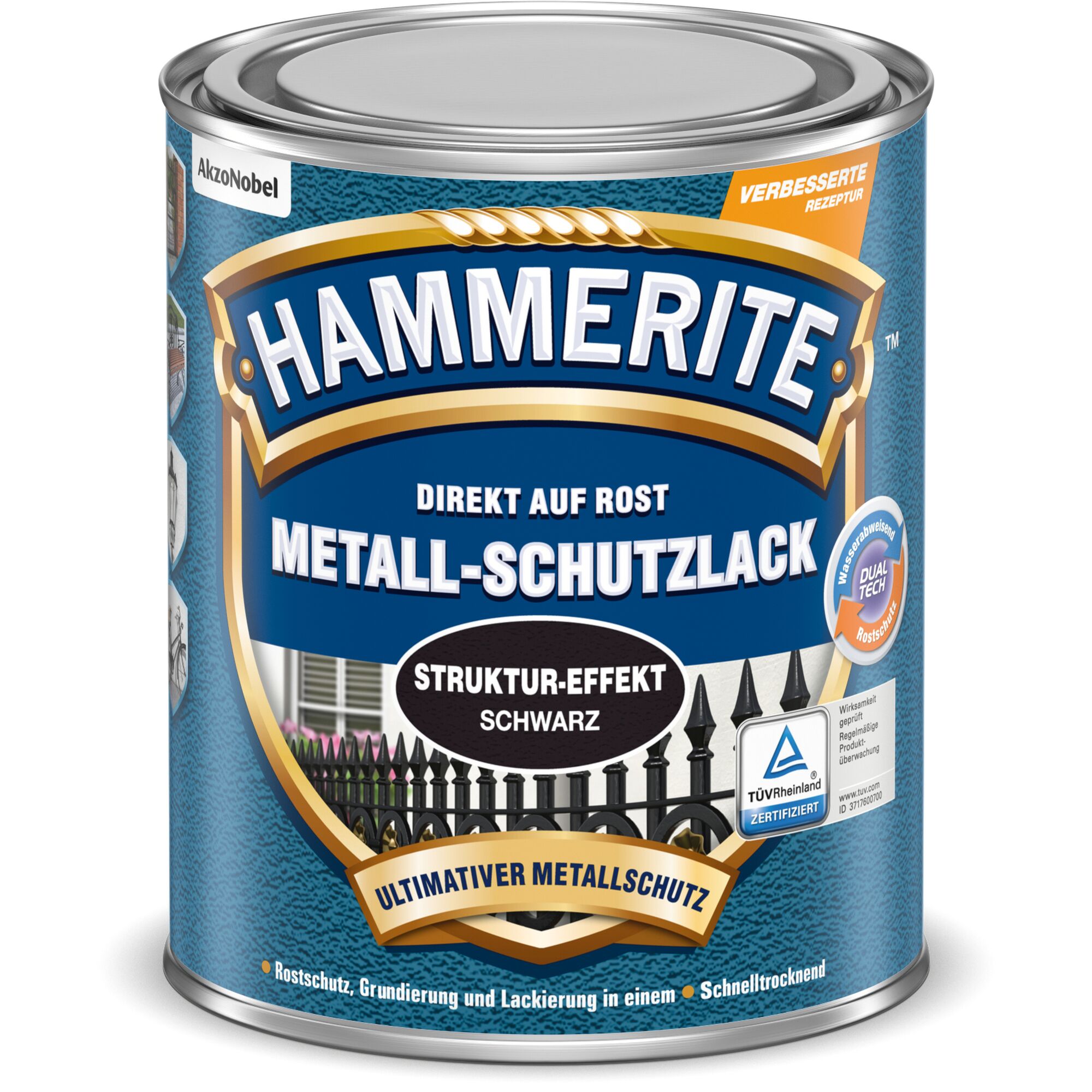 Schwarzer HAMMERITE Metall-Schutzlack in Dose