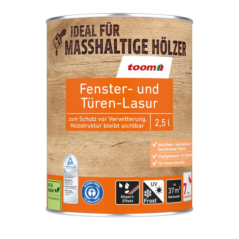Fenster- und Türen-Lasur teakfarben 2,5 l