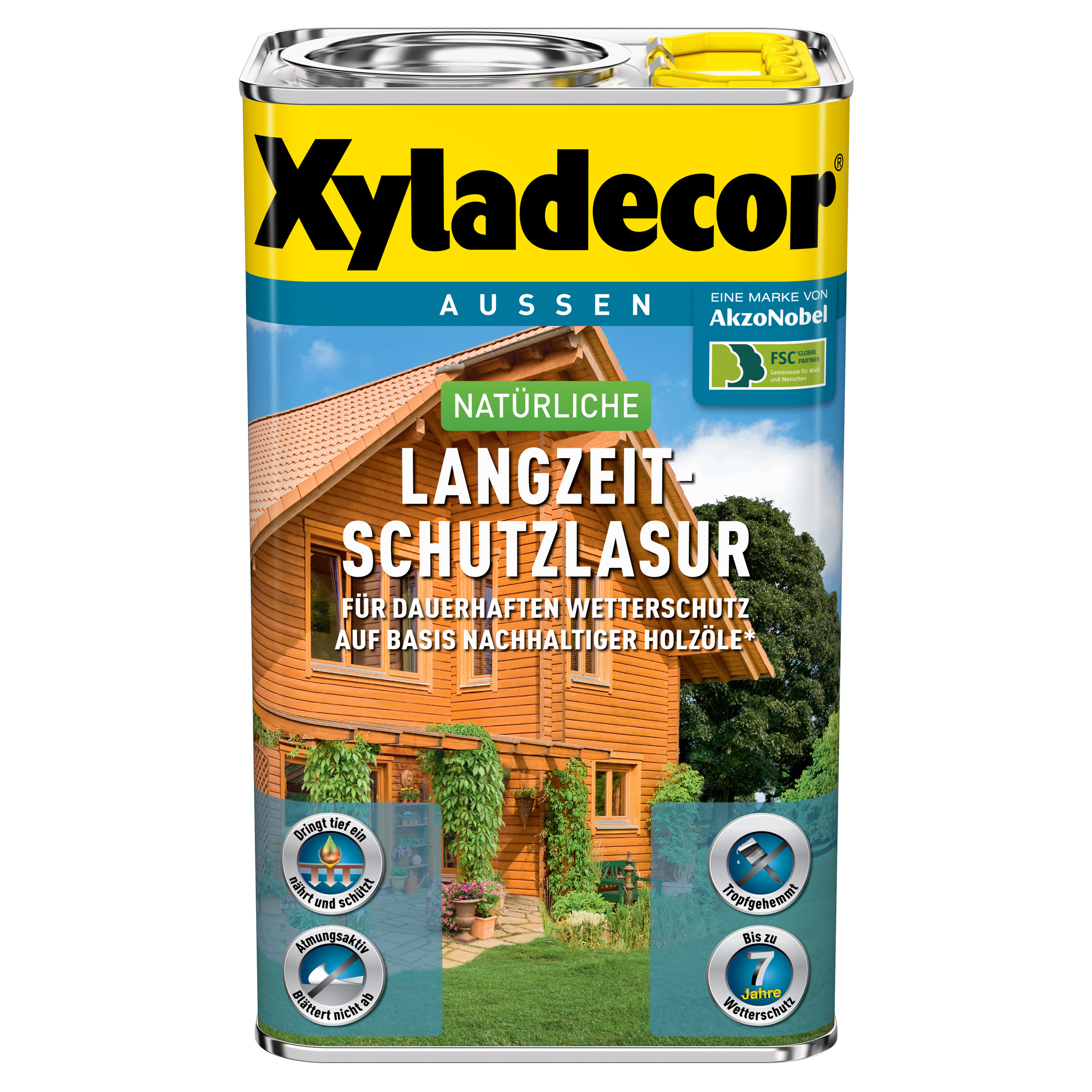 Langzeit-Holzschutzlasur teakfarben 750 ml + product picture
