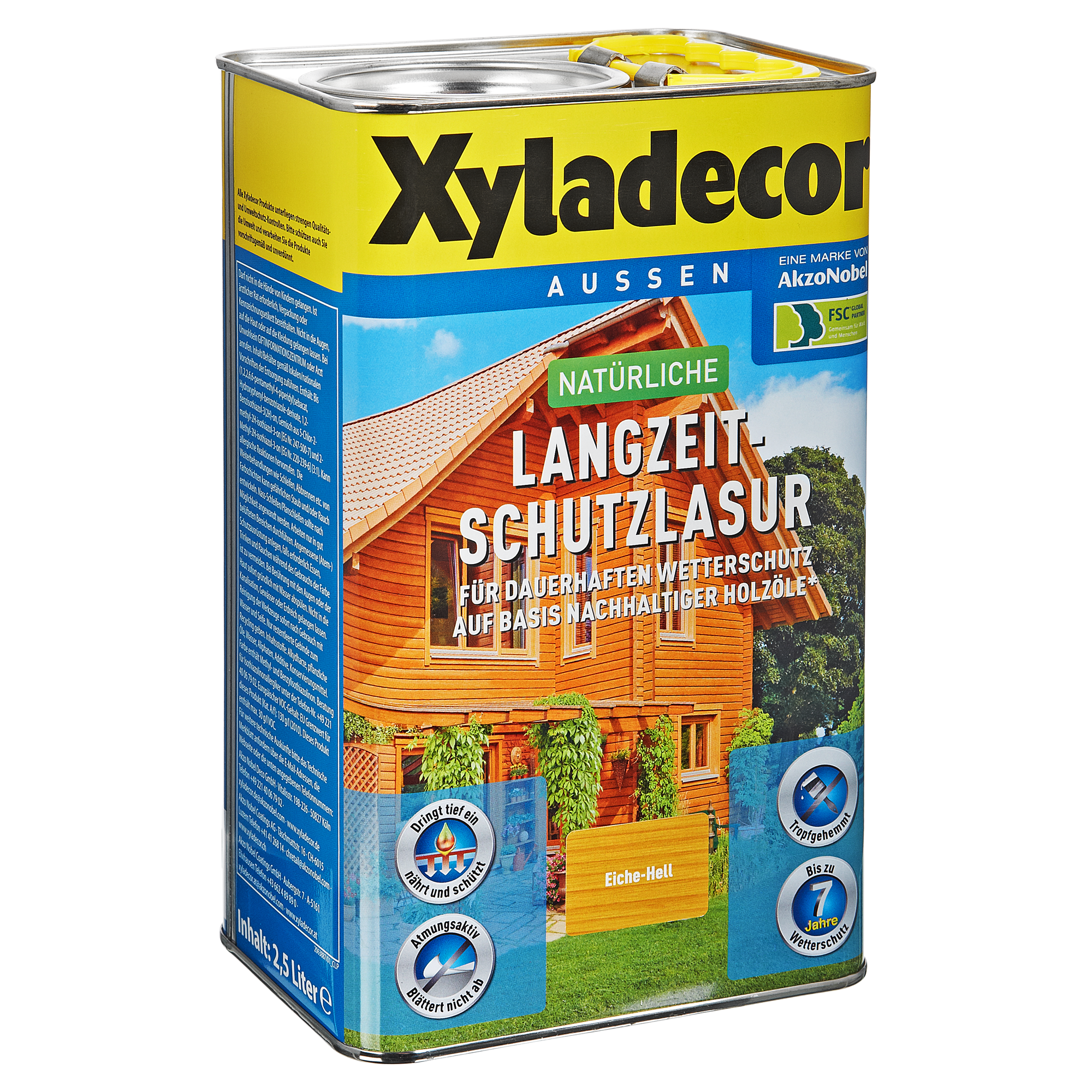 Langzeit-Holzschutzlasur eichefarben hell 2,5 l