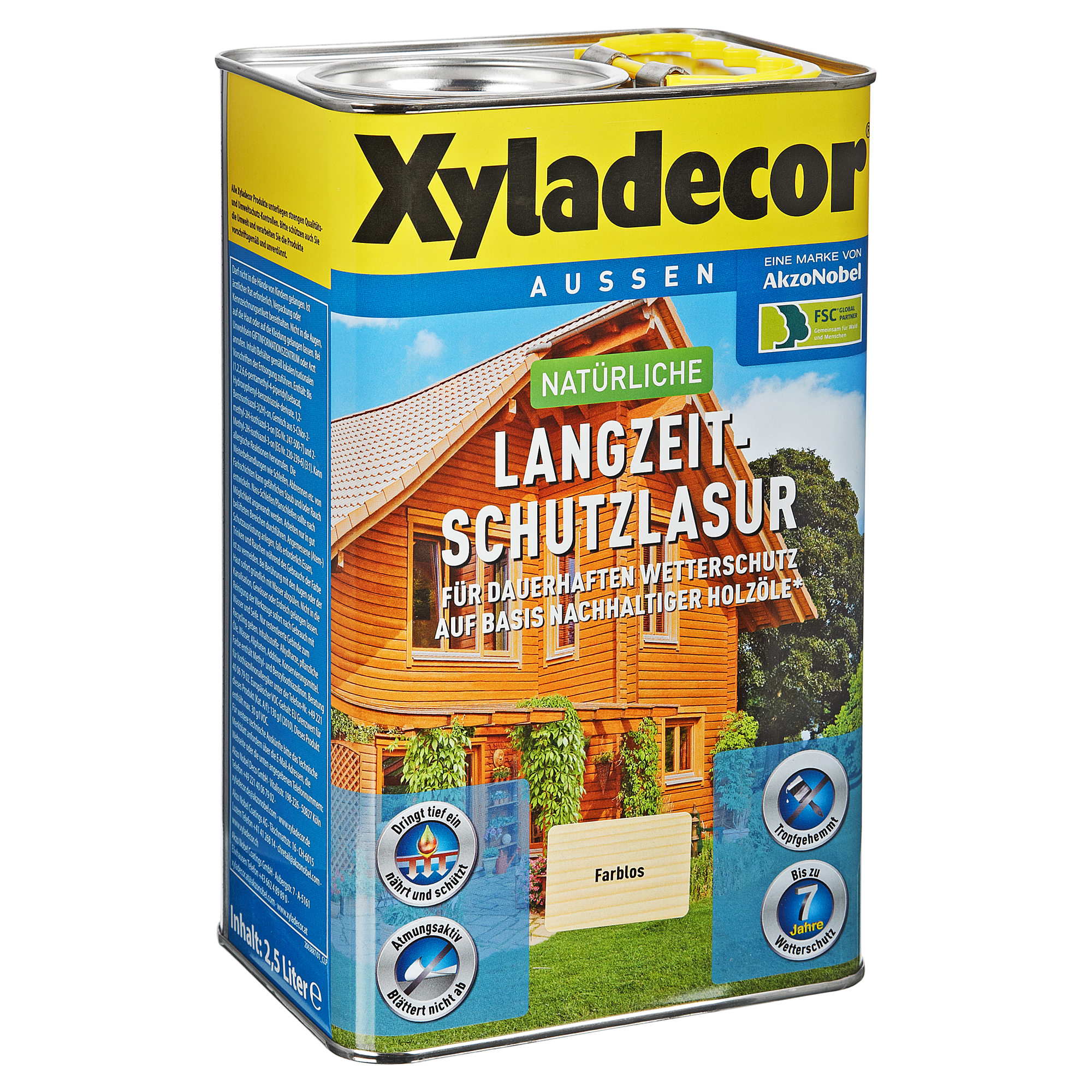 Langzeit-Holzschutzlasur transparent 2,5 l