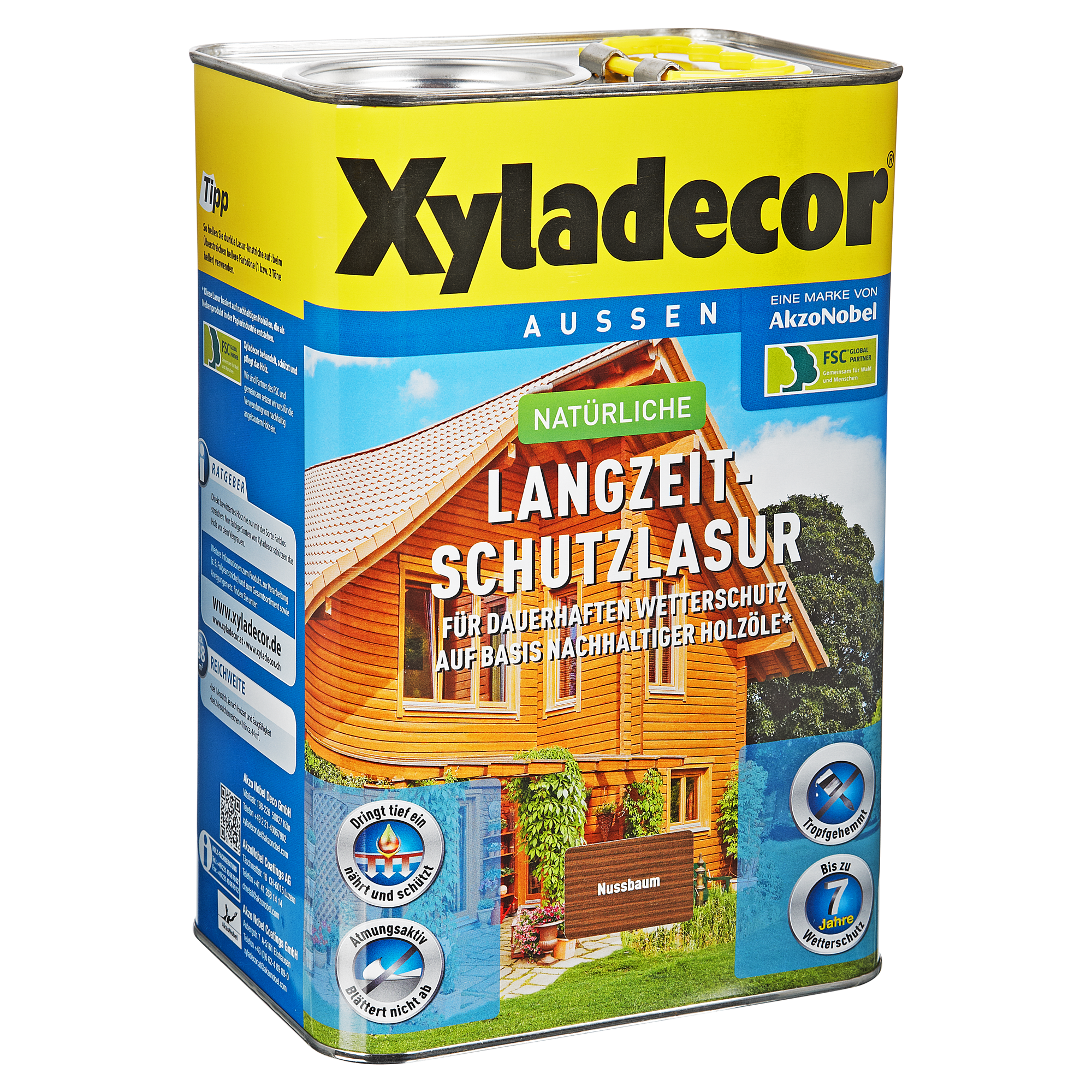 Langzeit-Holzschutzlasur nussbaumfarben 4 l