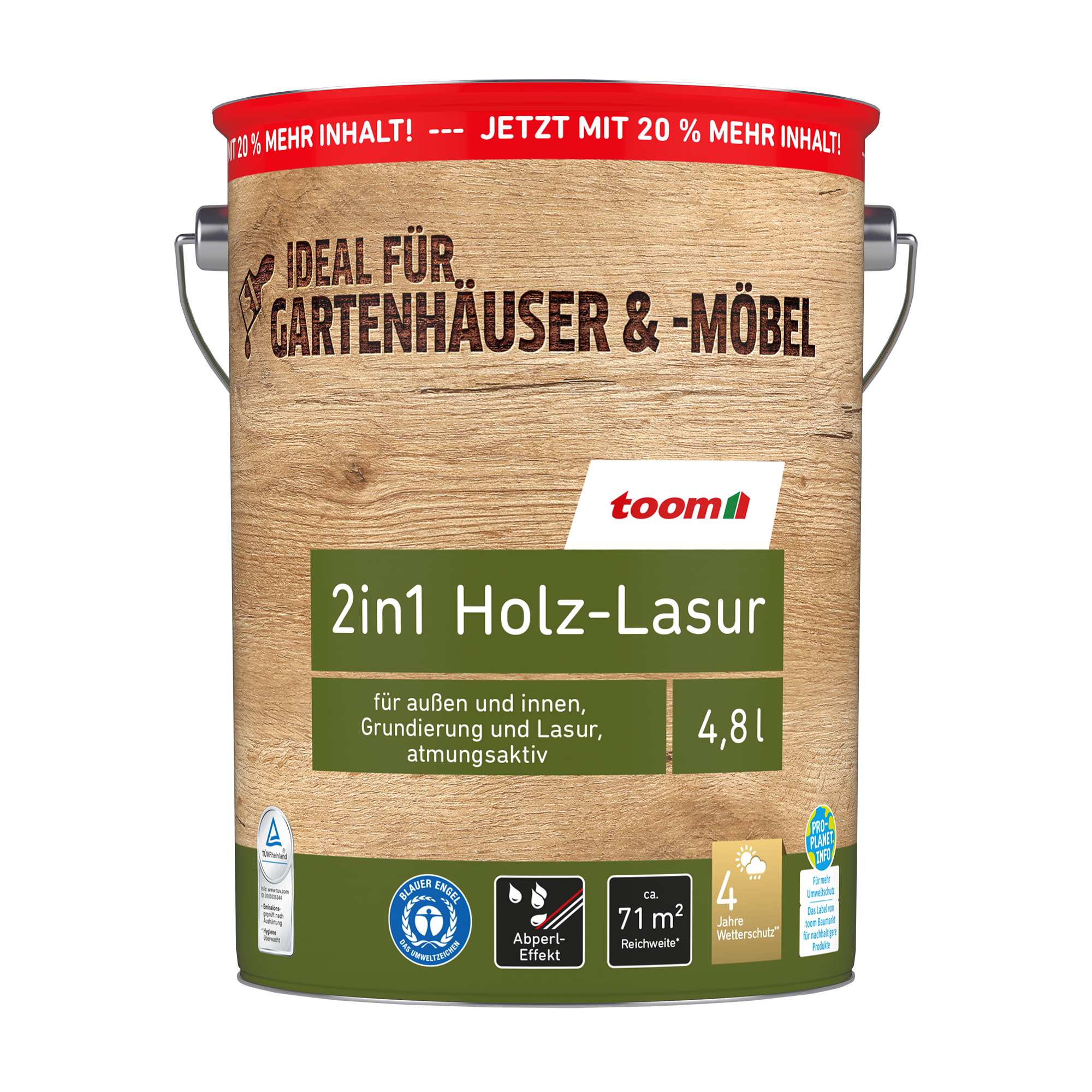 2in1 Holzlasur teakfarben 4,8 l + product picture