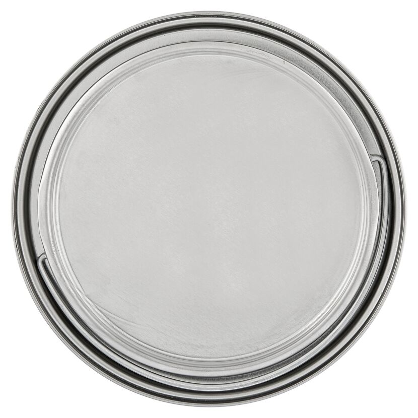 Verschlossener silberner Farbdosendeckel