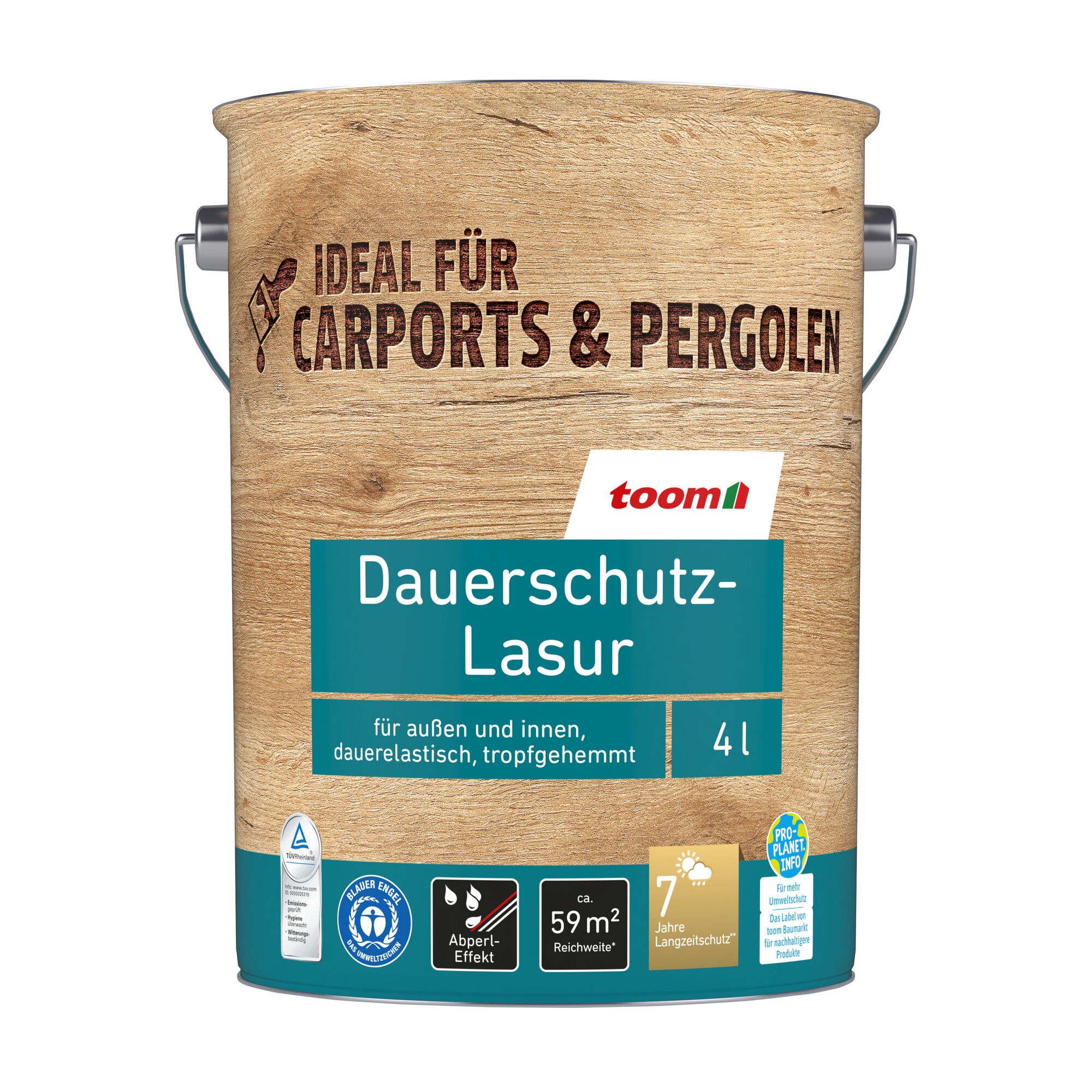 Dose mit toom Dauerschutz-Lasur, 4 l
