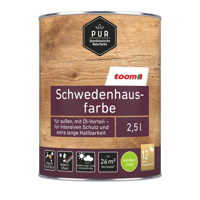 Toom Schwedenhausfarbe Pur Reinweiss Seidenmatt 2500 Ml ǀ Toom Baumarkt