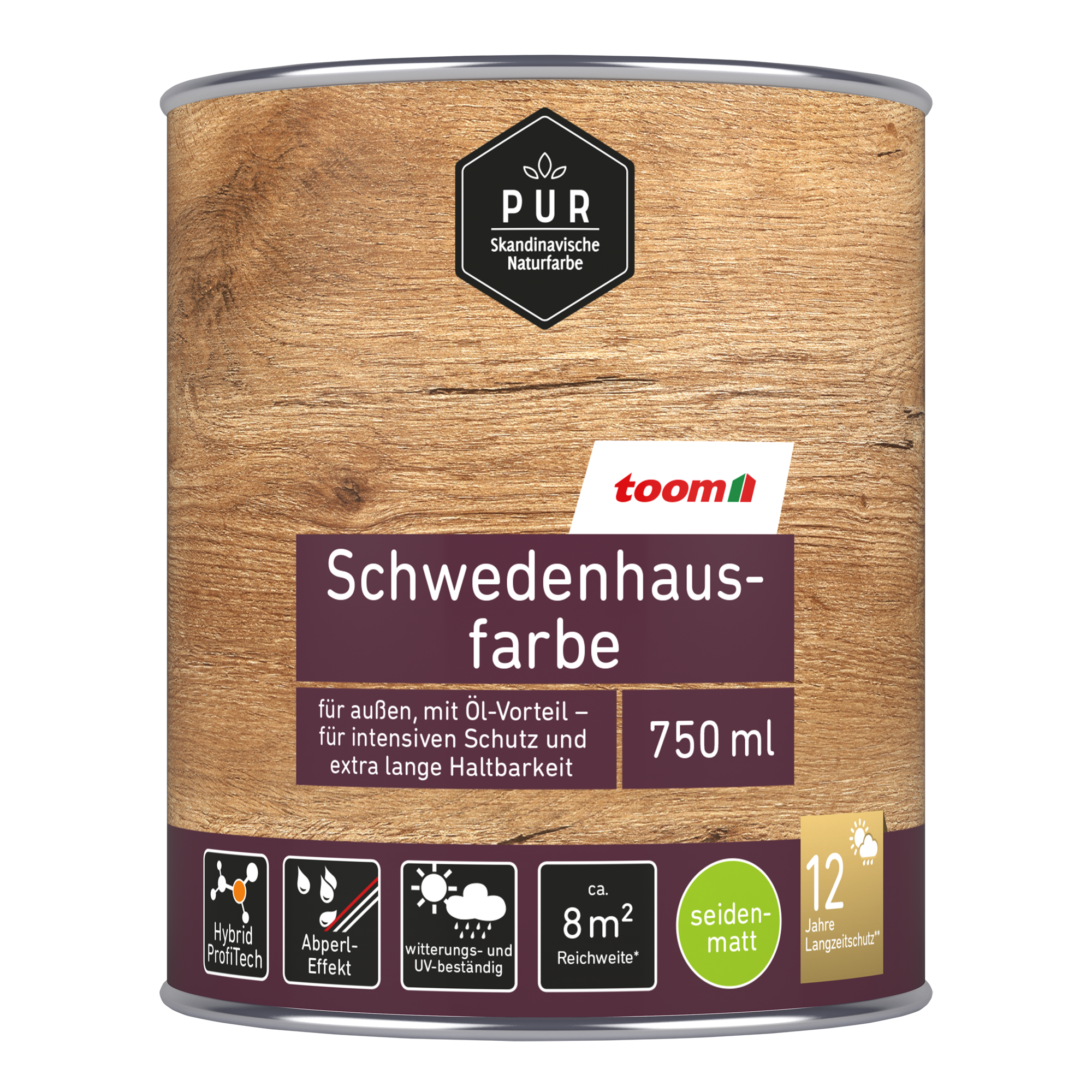 toom Schwedenhausfarbe 'Pur' moosgrün seidenmatt 750 ml ǀ toom Baumarkt