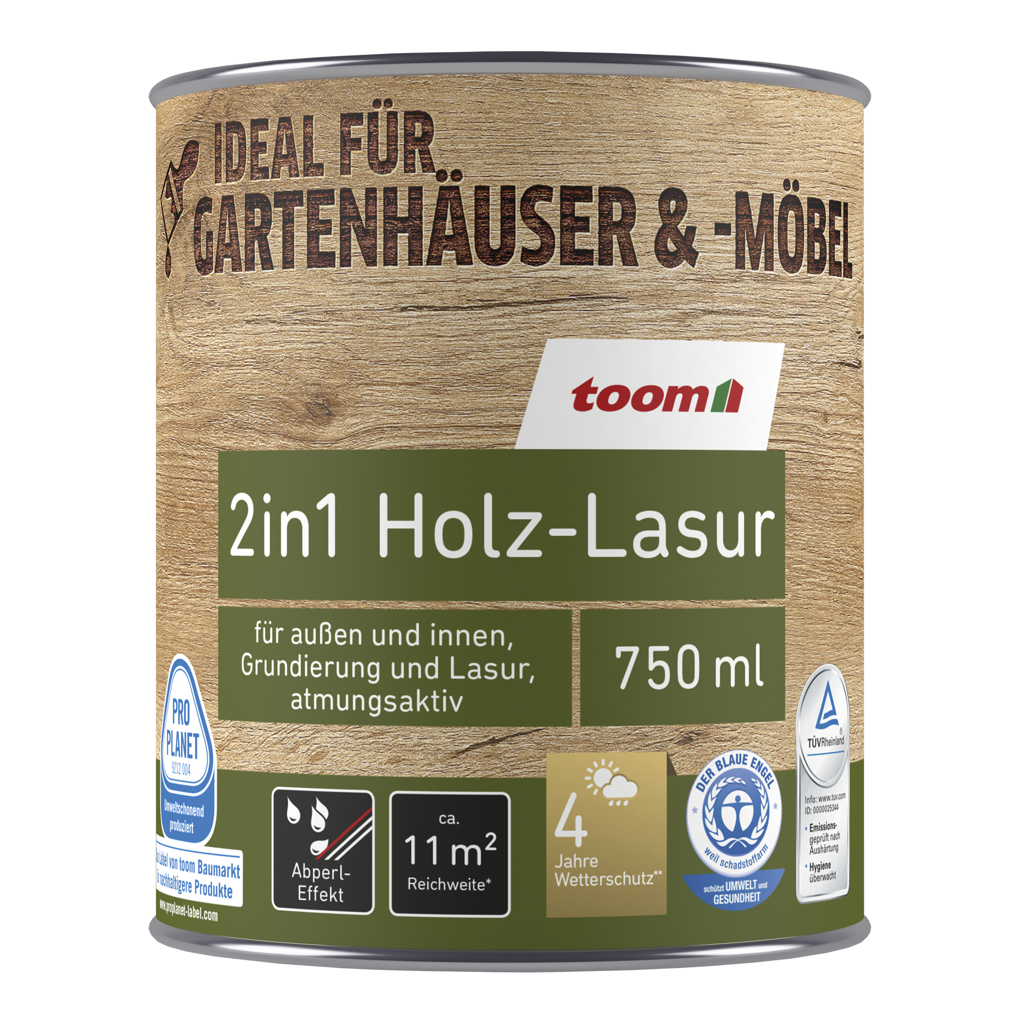 2in1 Holzlasur 'Meerwasserblau' blau 750 ml + product picture