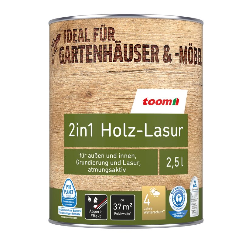 2in1 Holzlasur hellgrau 2,5 l