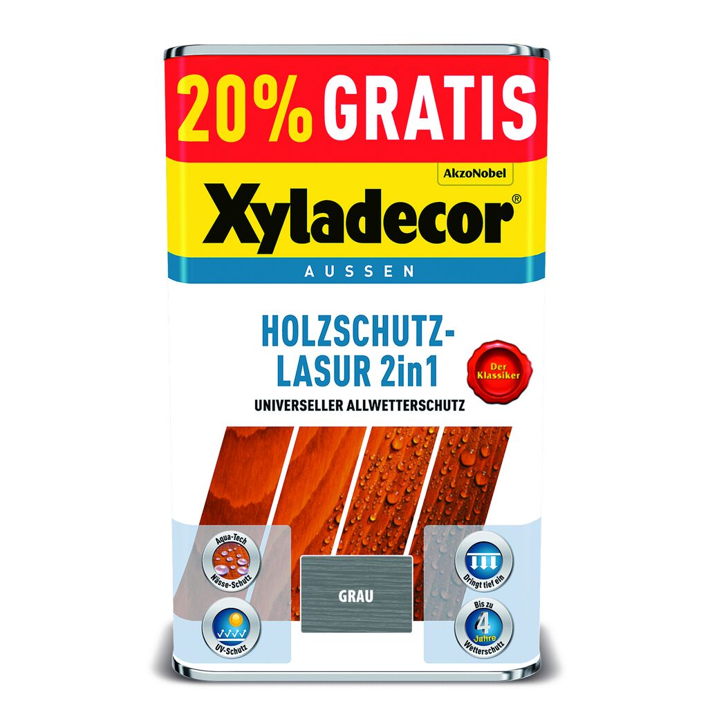 Xyladecor Holzschutz-Lasur 2in1 grau