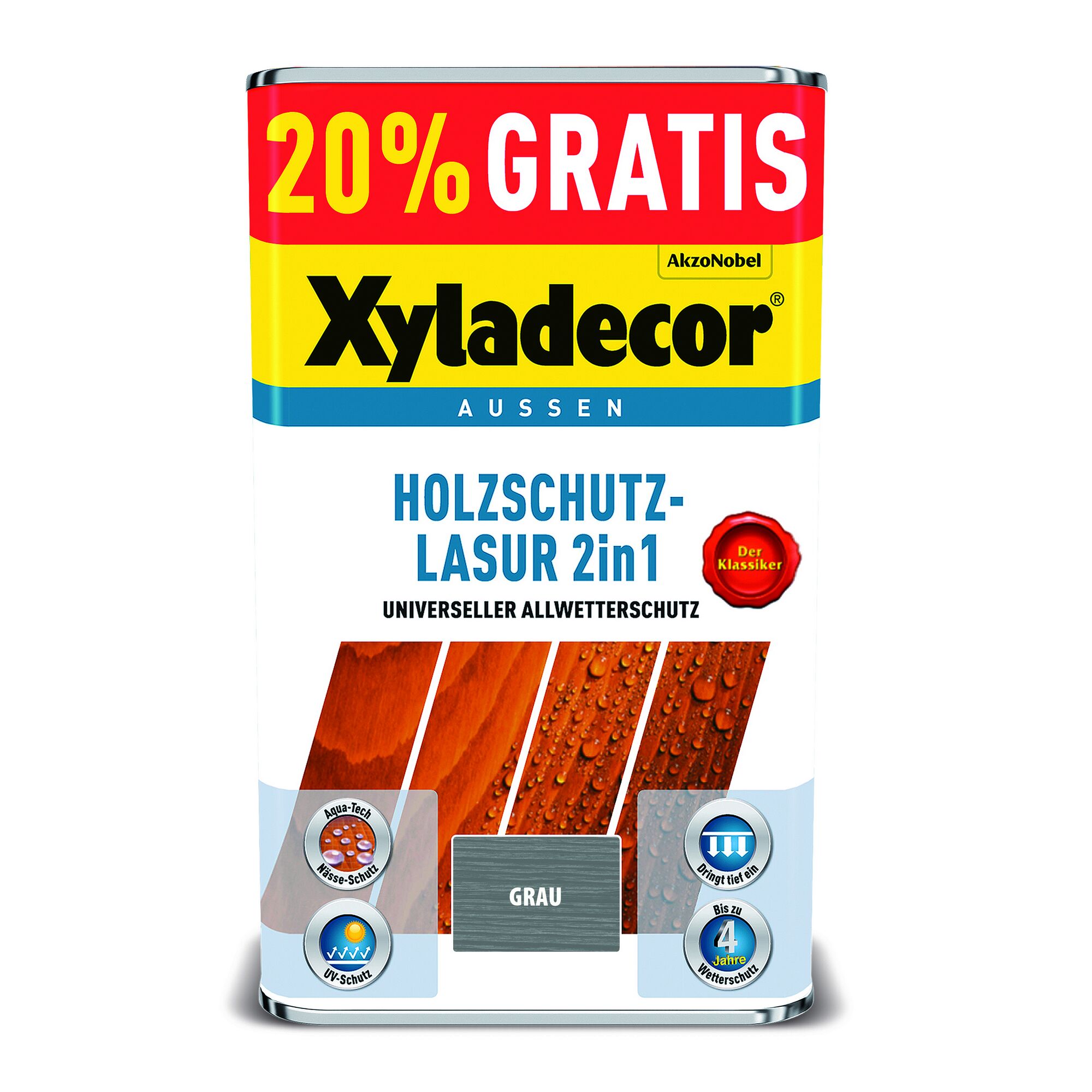 Xyladecor Holzschutz-Lasur 2in1 grau