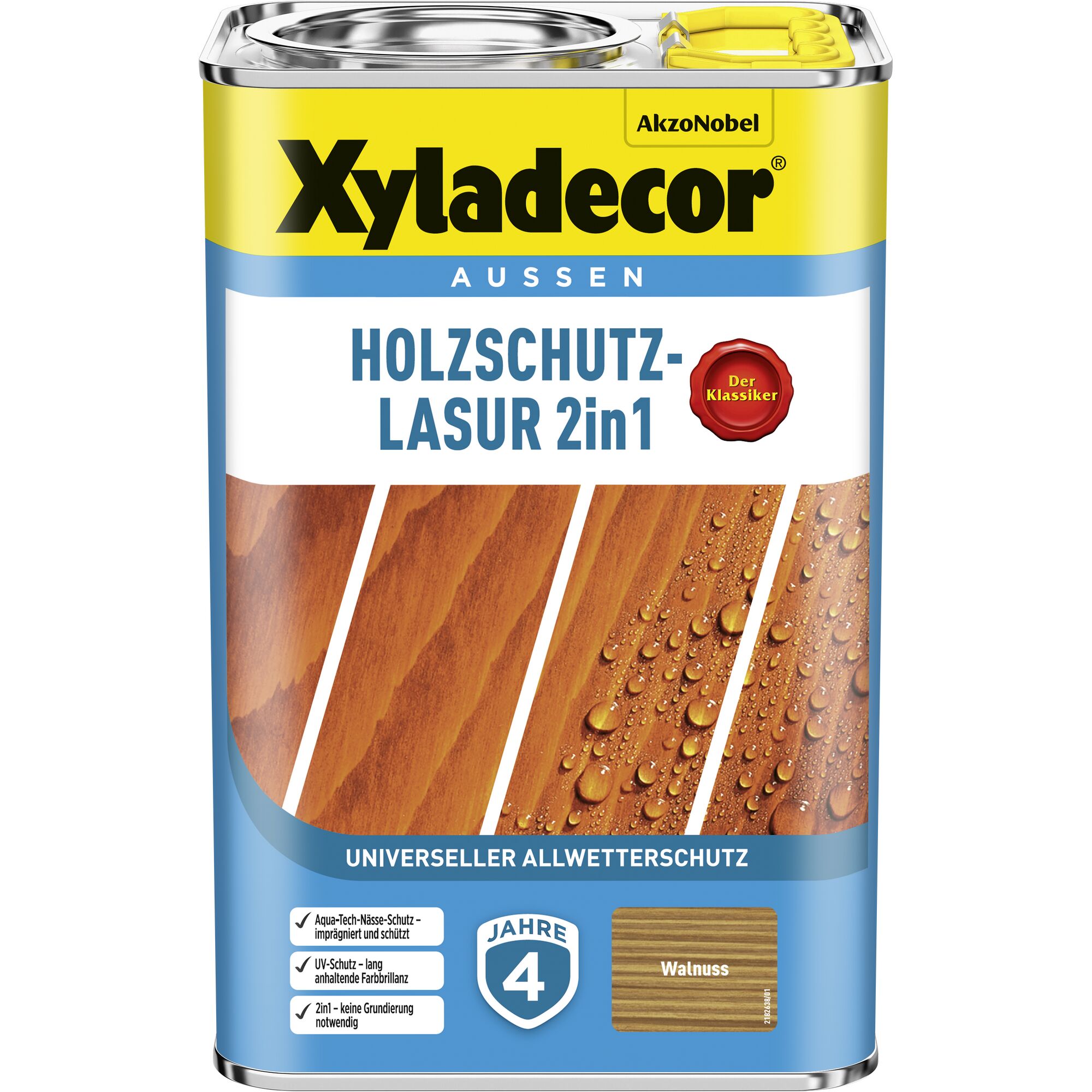 Xyladecor Holzschutz-Lasur 2in1, Nussbaum, 4 Jahre Wetterschutz